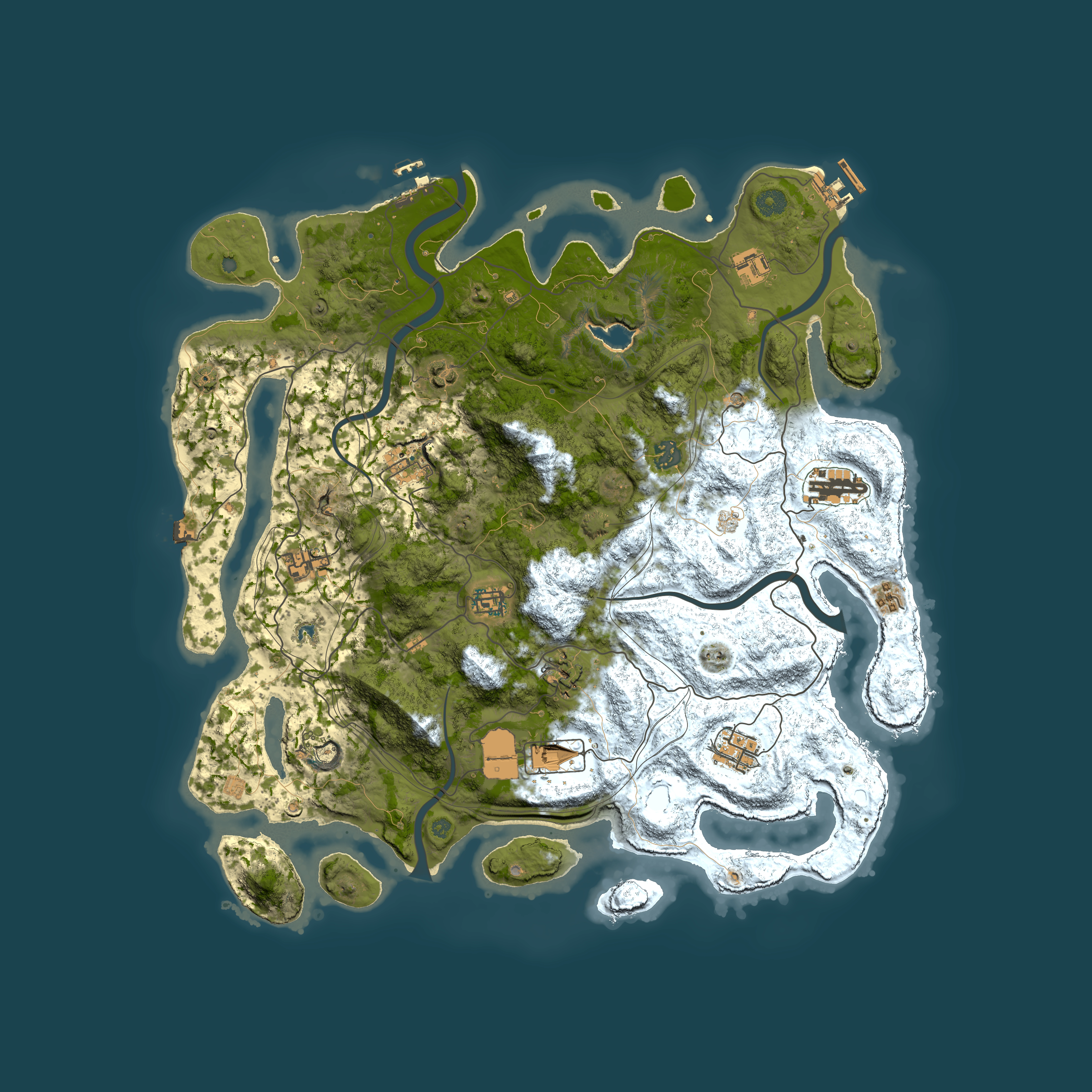Full top-down render of Rust map seed 1516991390, 4400x4400m
