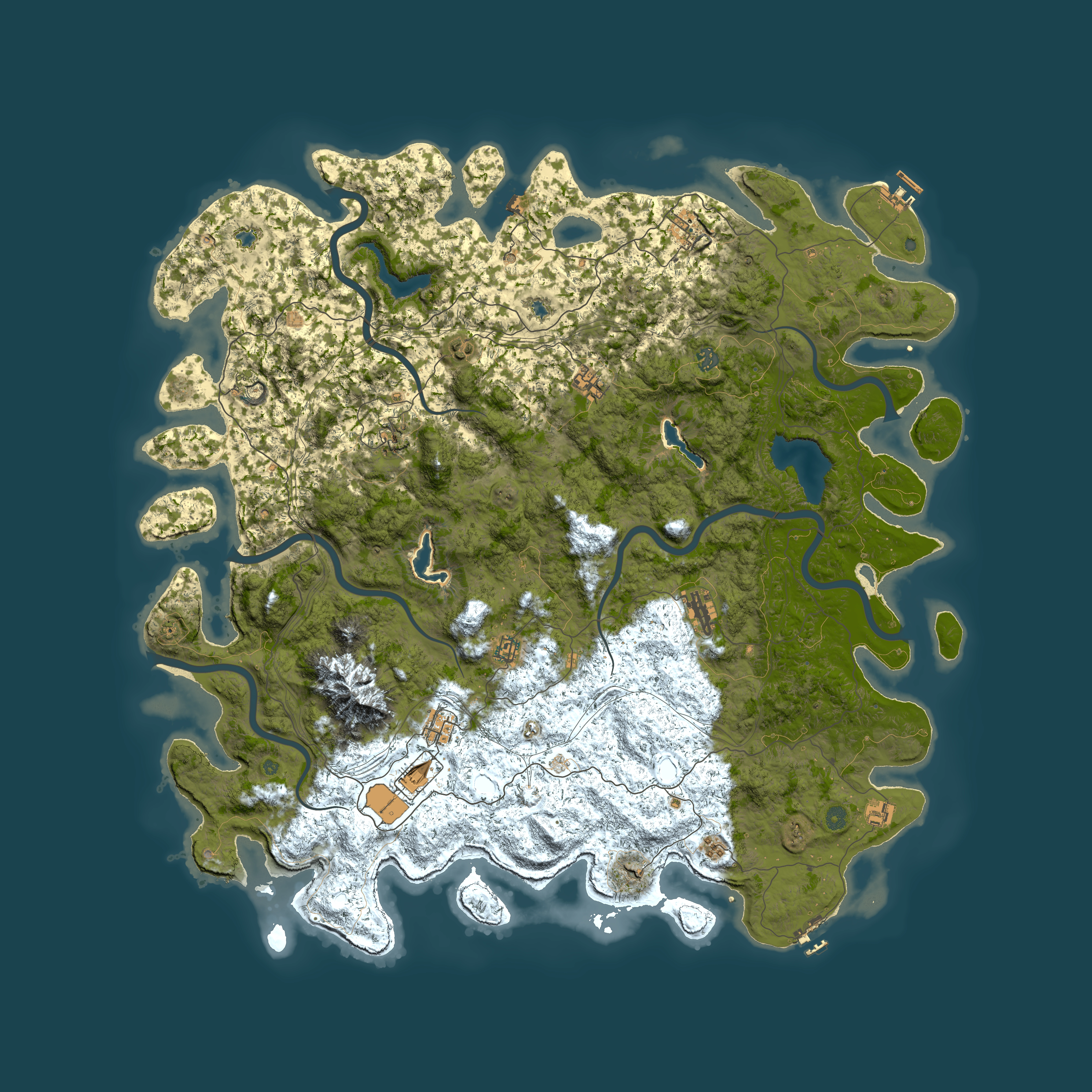 Full top-down render of Rust map seed 1287702836, 5750x5750m
