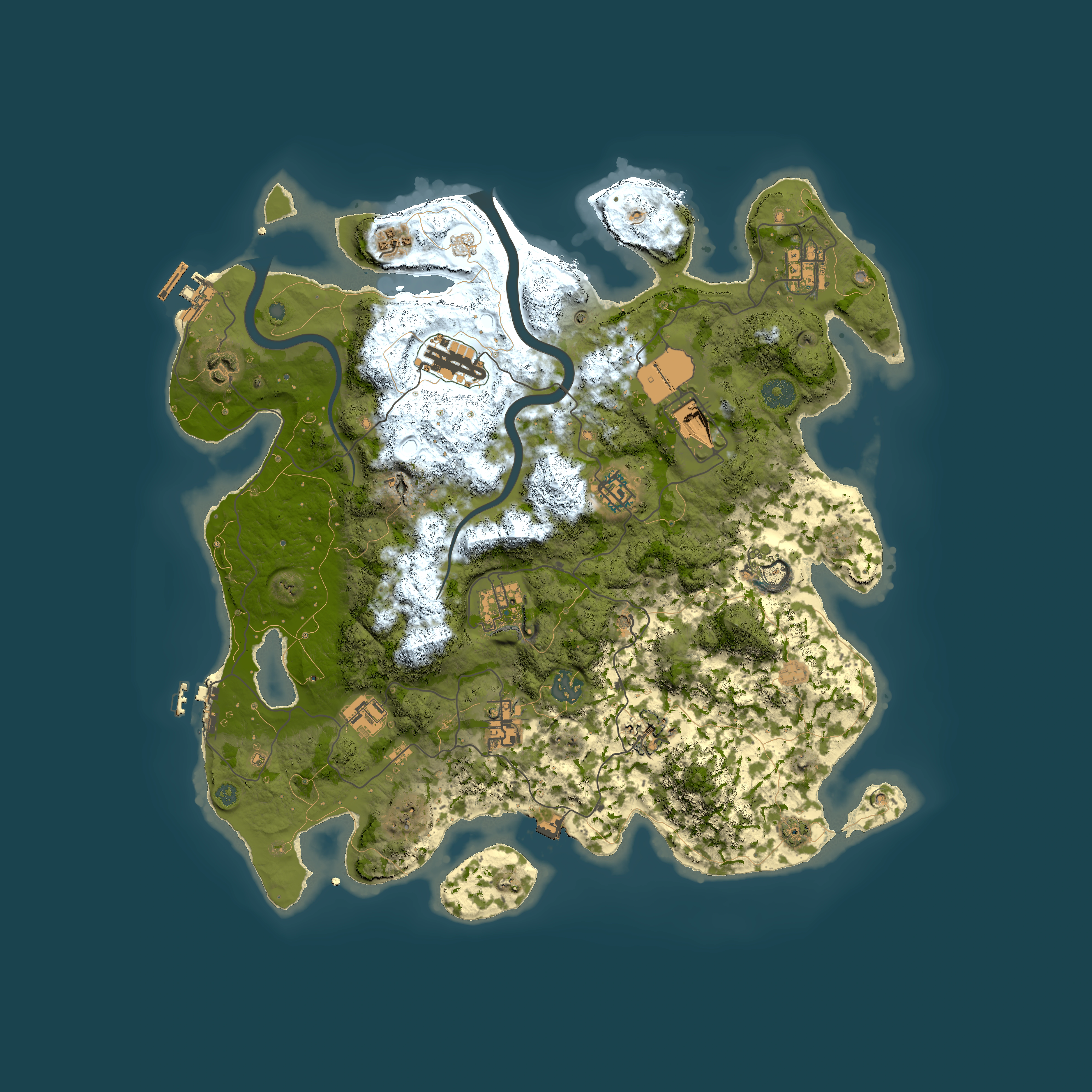 Full top-down render of Rust map seed 1333726555, 3900x3900m