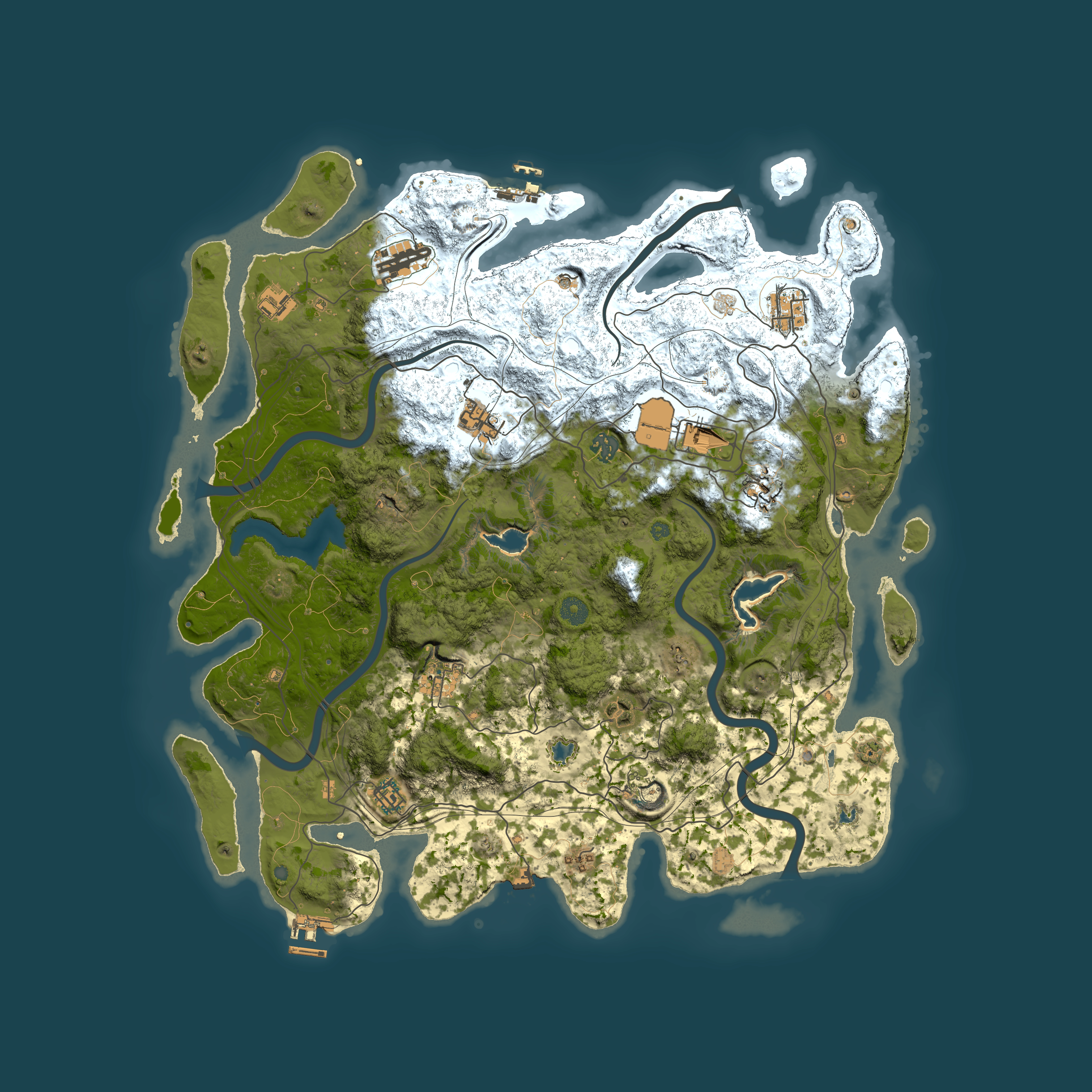 Full top-down render of Rust map seed 1285120833, 4600x4600m