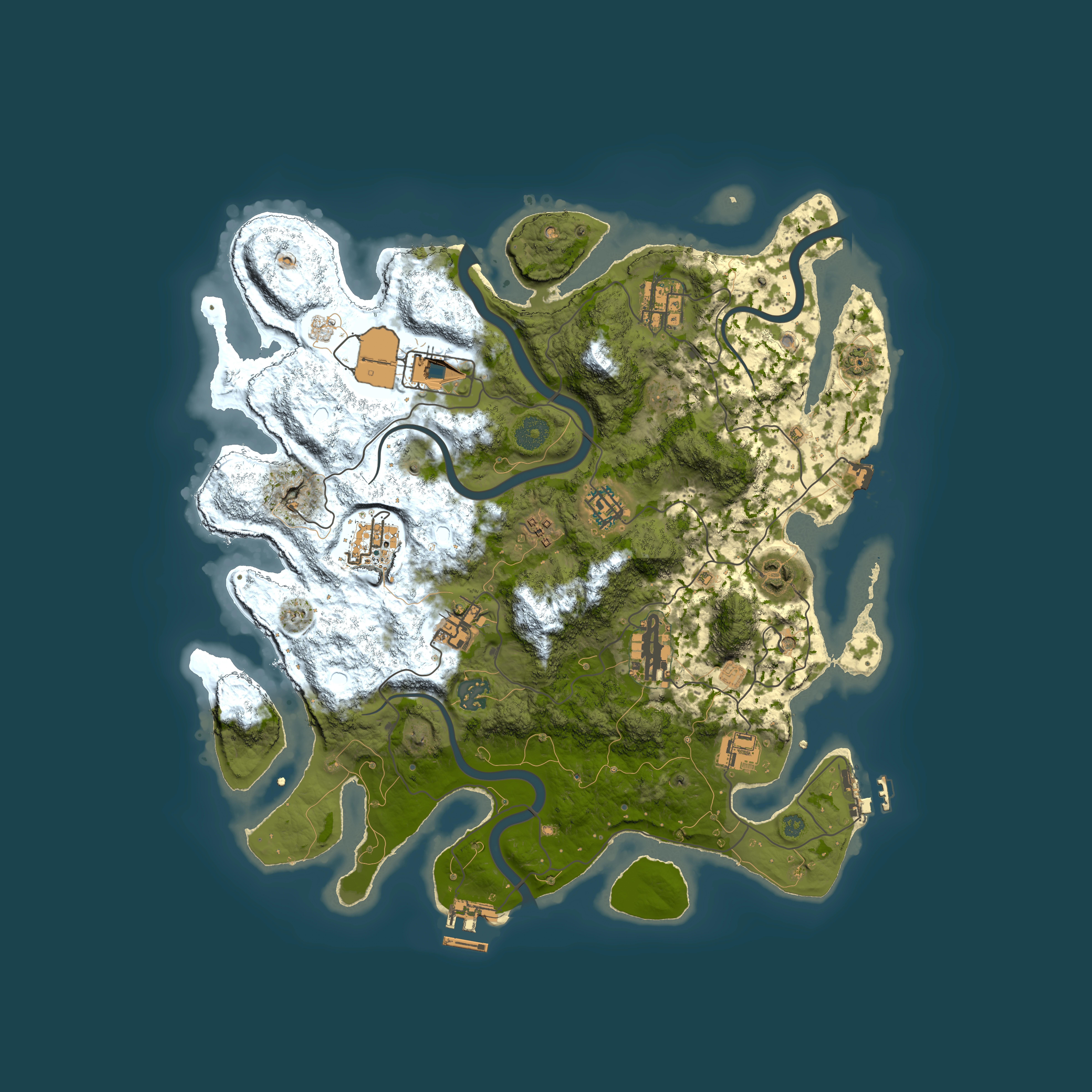 Full top-down render of Rust map seed 199172419, 3800x3800m