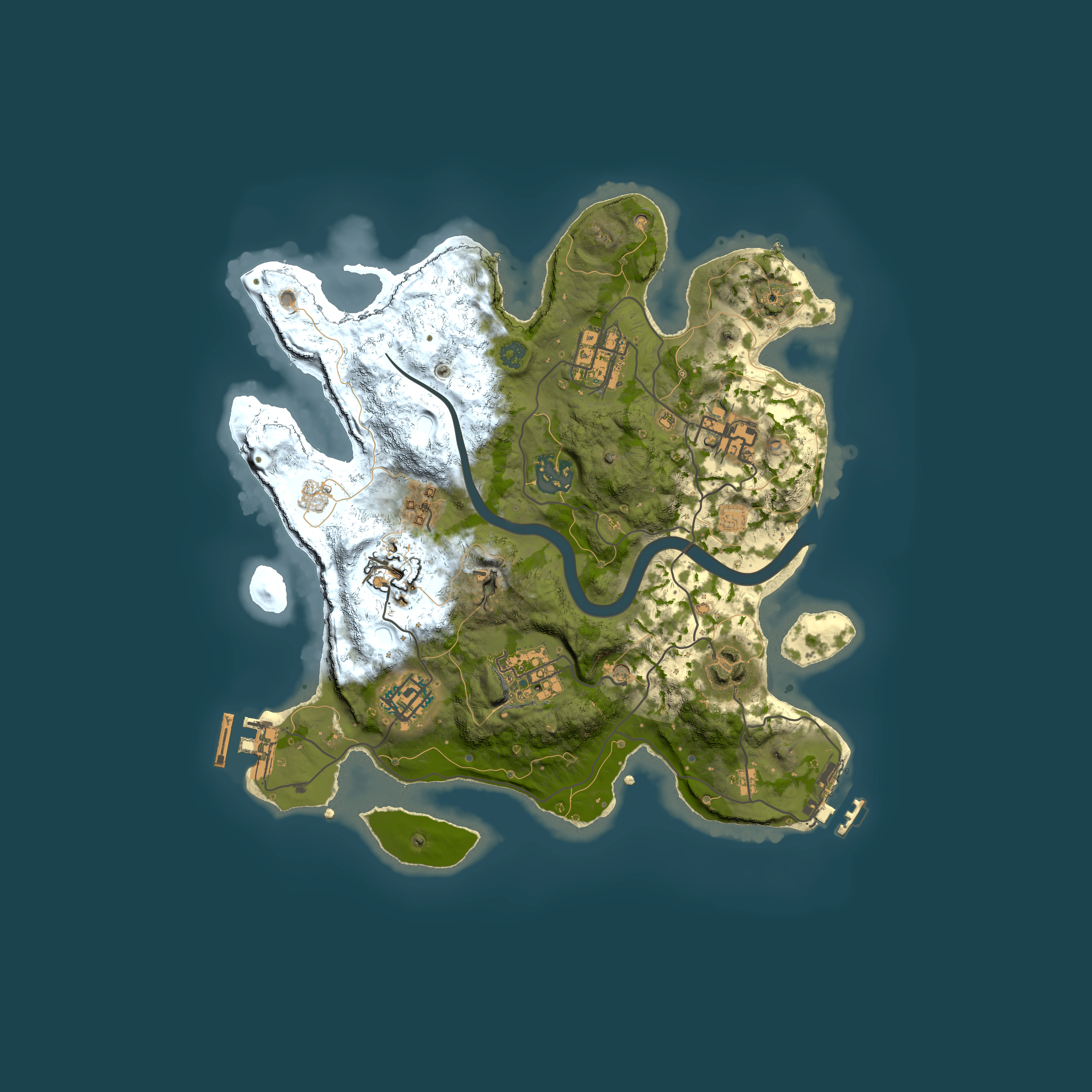Full top-down render of Rust map seed 173671742, 3000x3000m