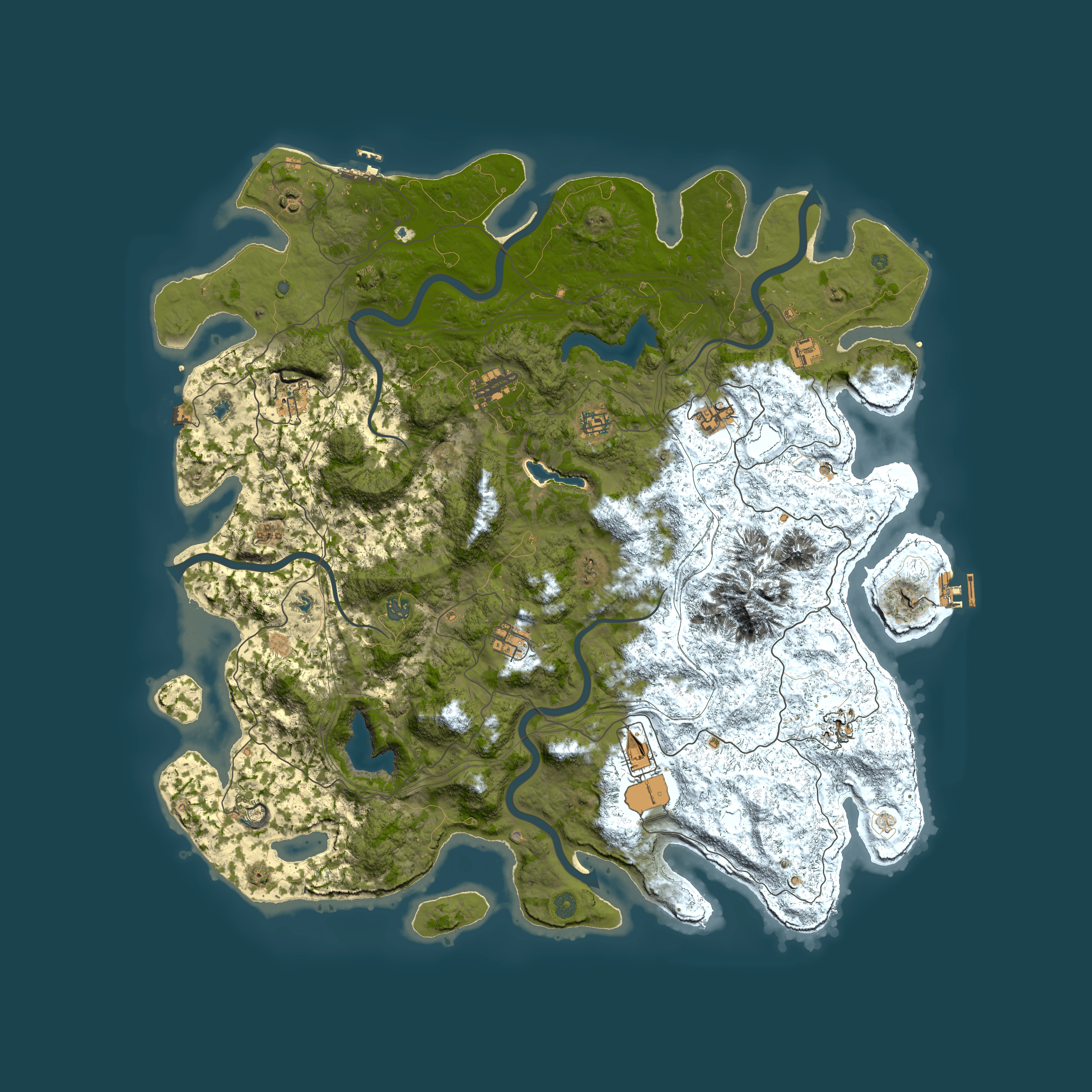 Full top-down render of Rust map seed 1326736401, 5300x5300m