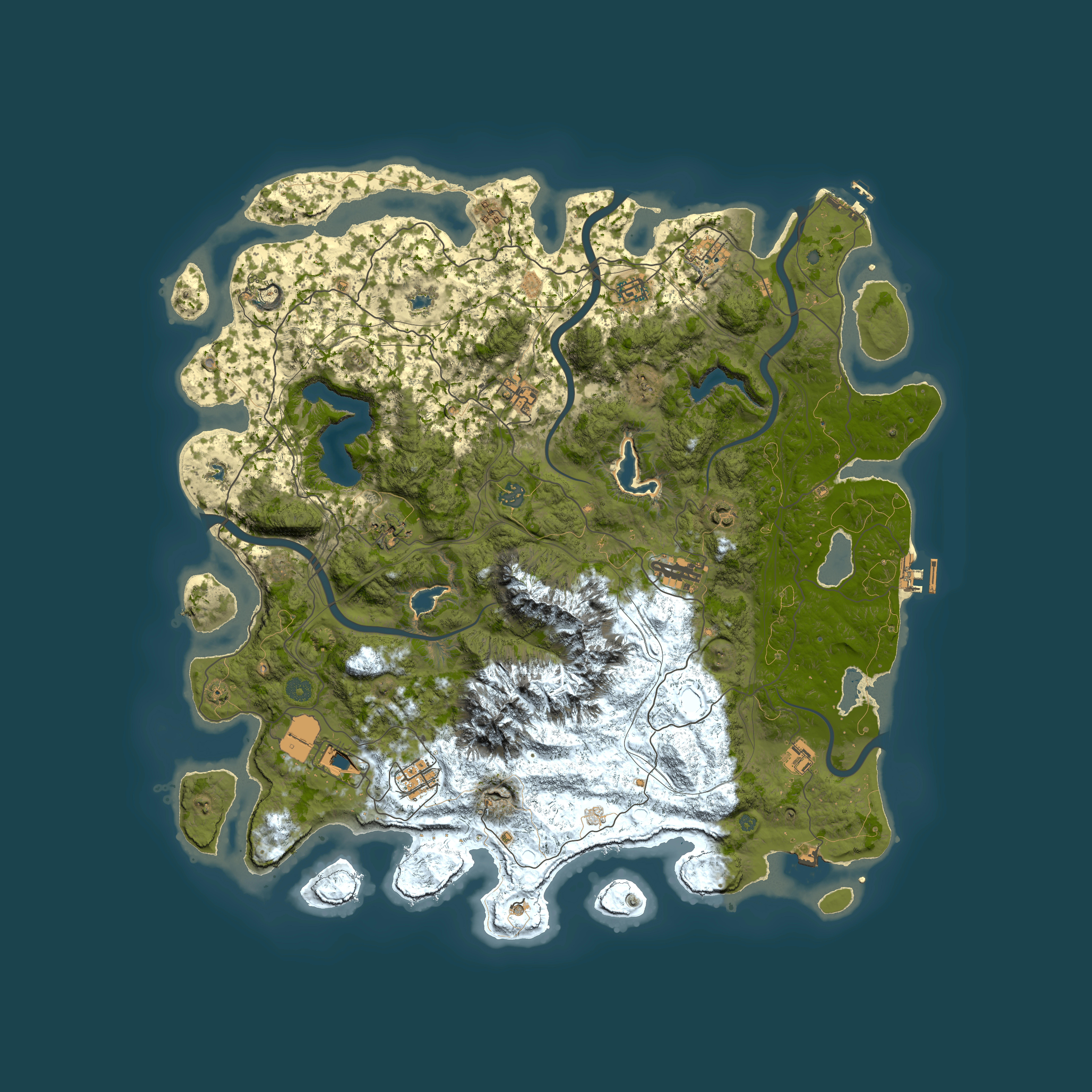 Full top-down render of Rust map seed 1058042383, 5050x5050m