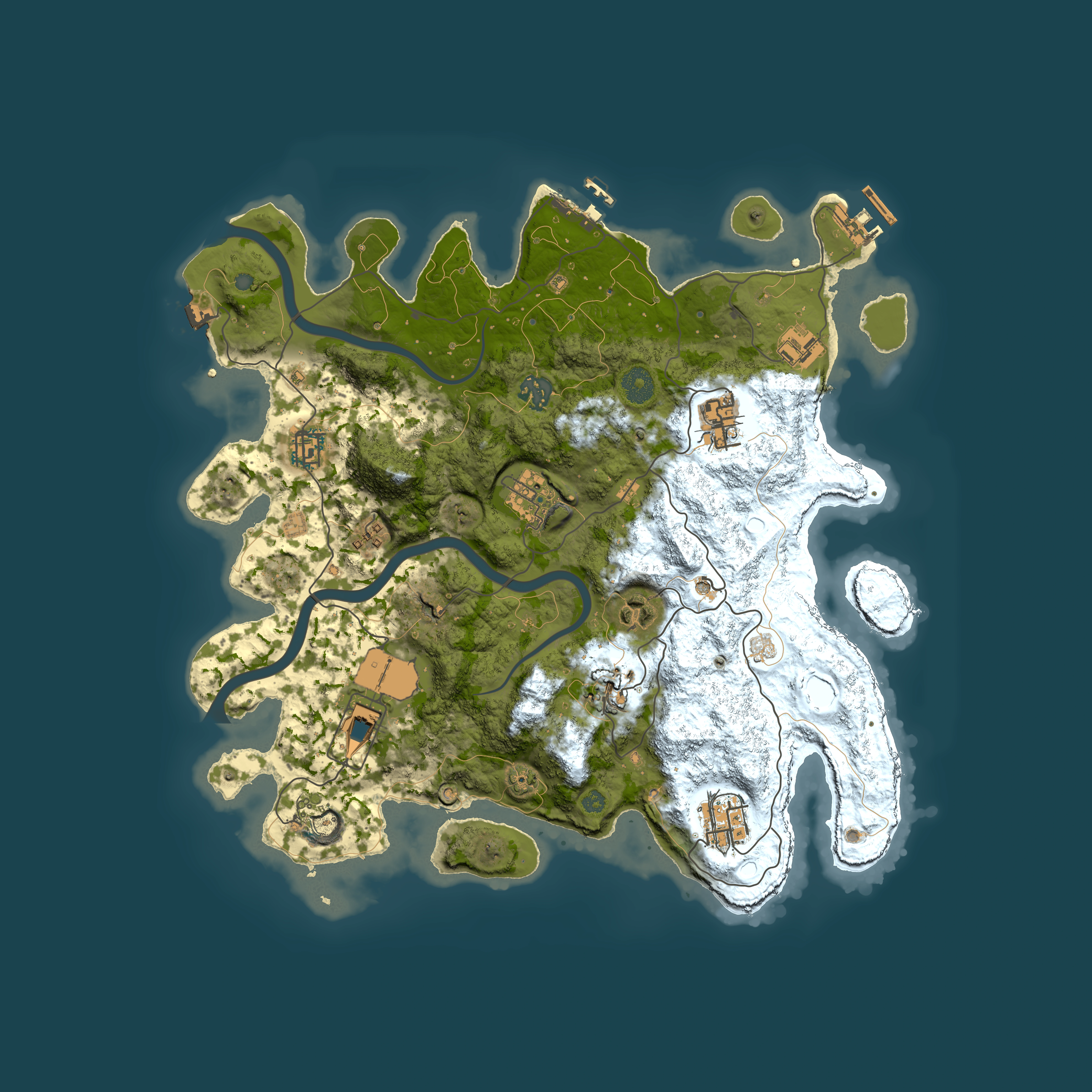 Full top-down render of Rust map seed 707165901, 3700x3700m