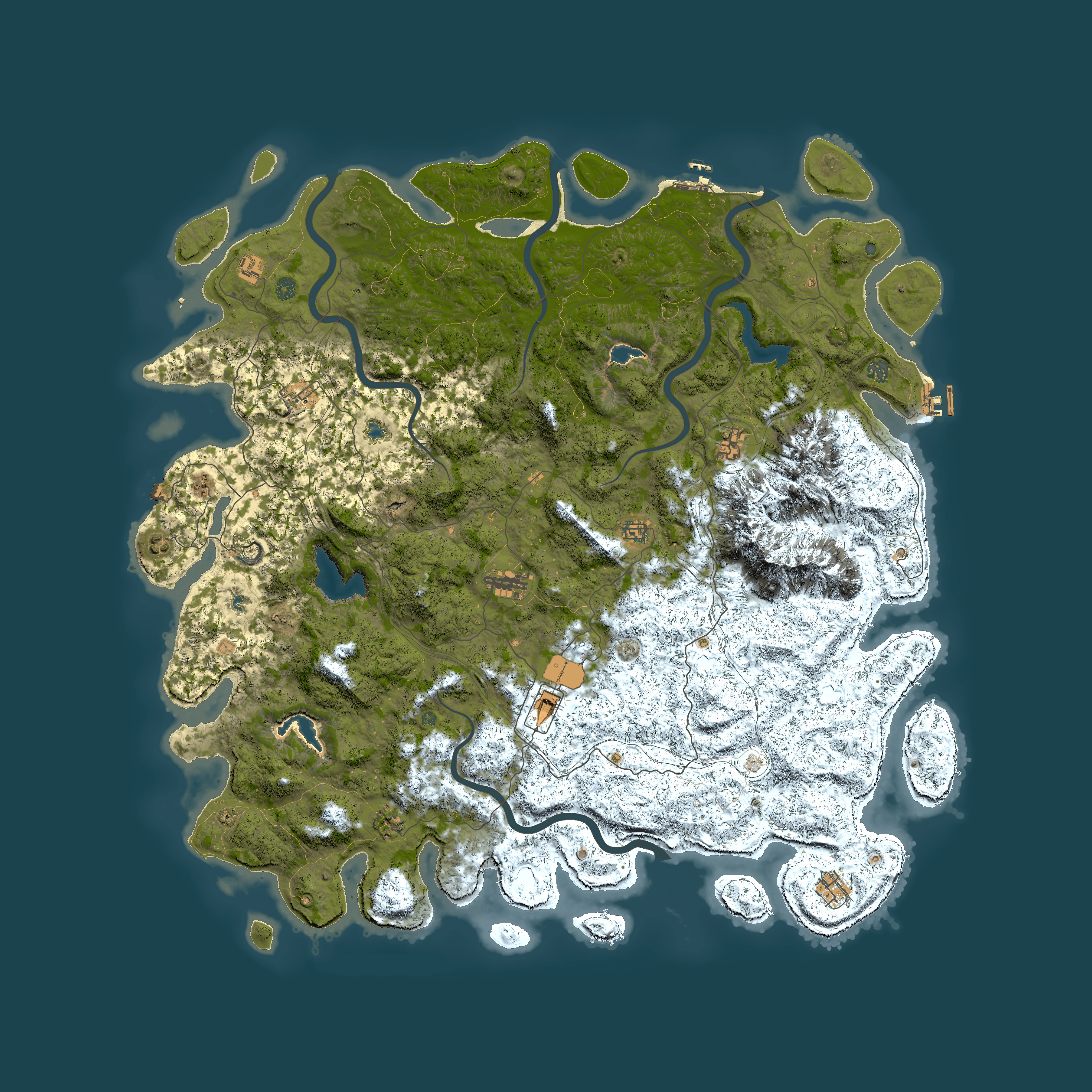 Full top-down render of Rust map seed 1647074137, 5950x5950m