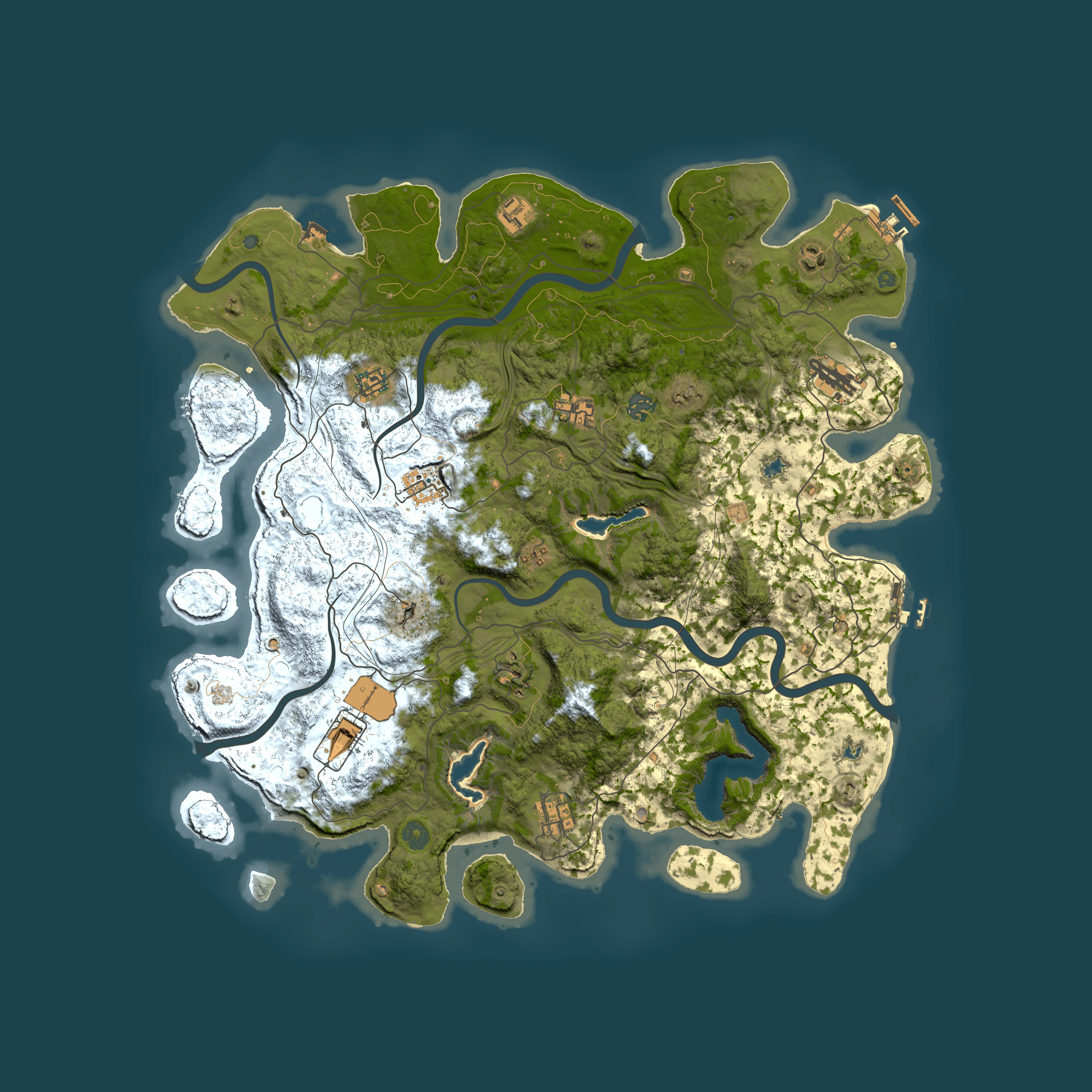 Full top-down render of Rust map seed 1537235257, 4650x4650m