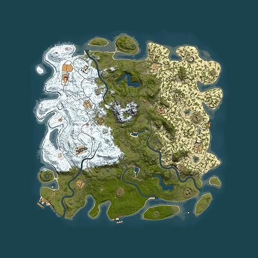 Rust map seed 350884583, 5150x5150m top-down preview
