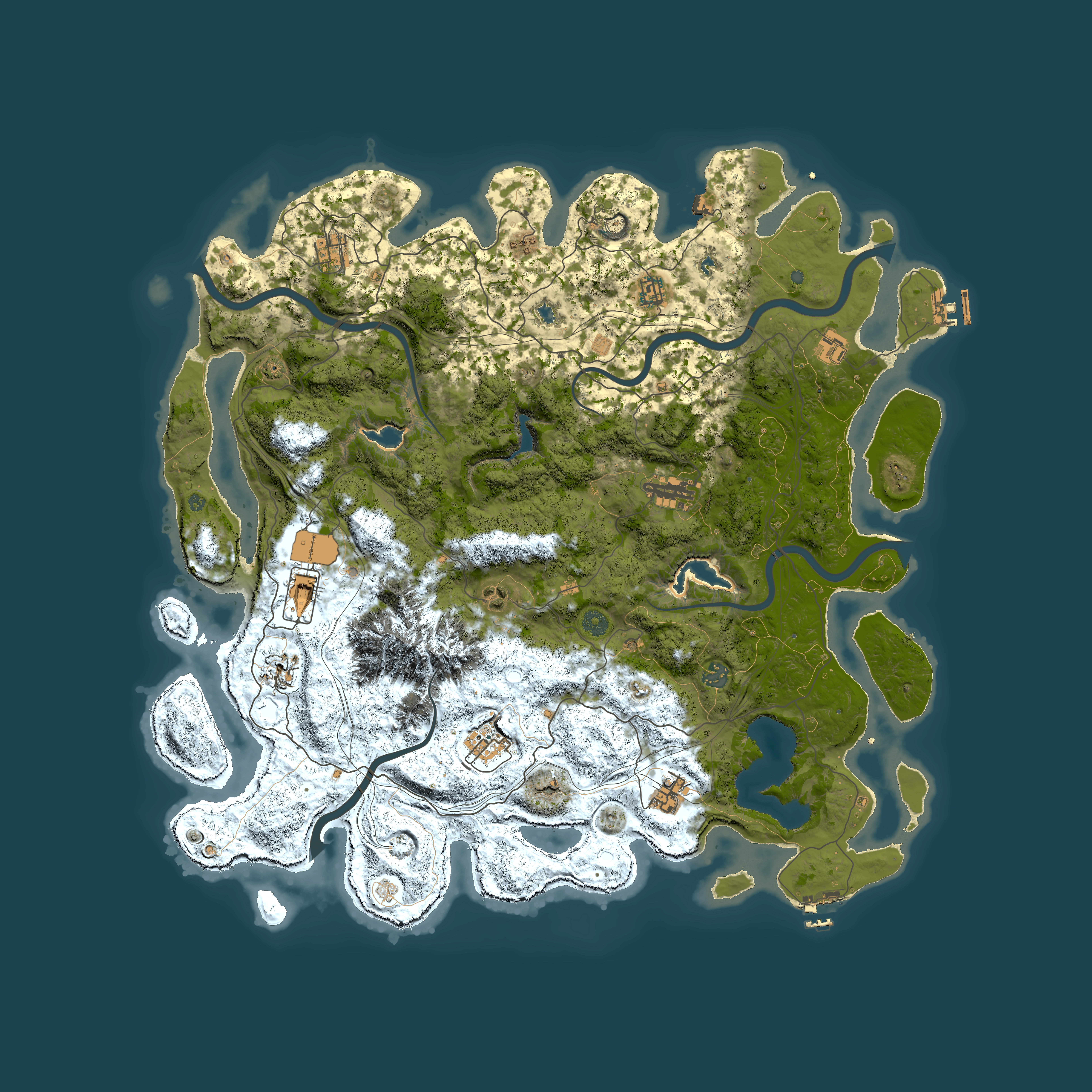 Full top-down render of Rust map seed 964433541, 5000x5000m