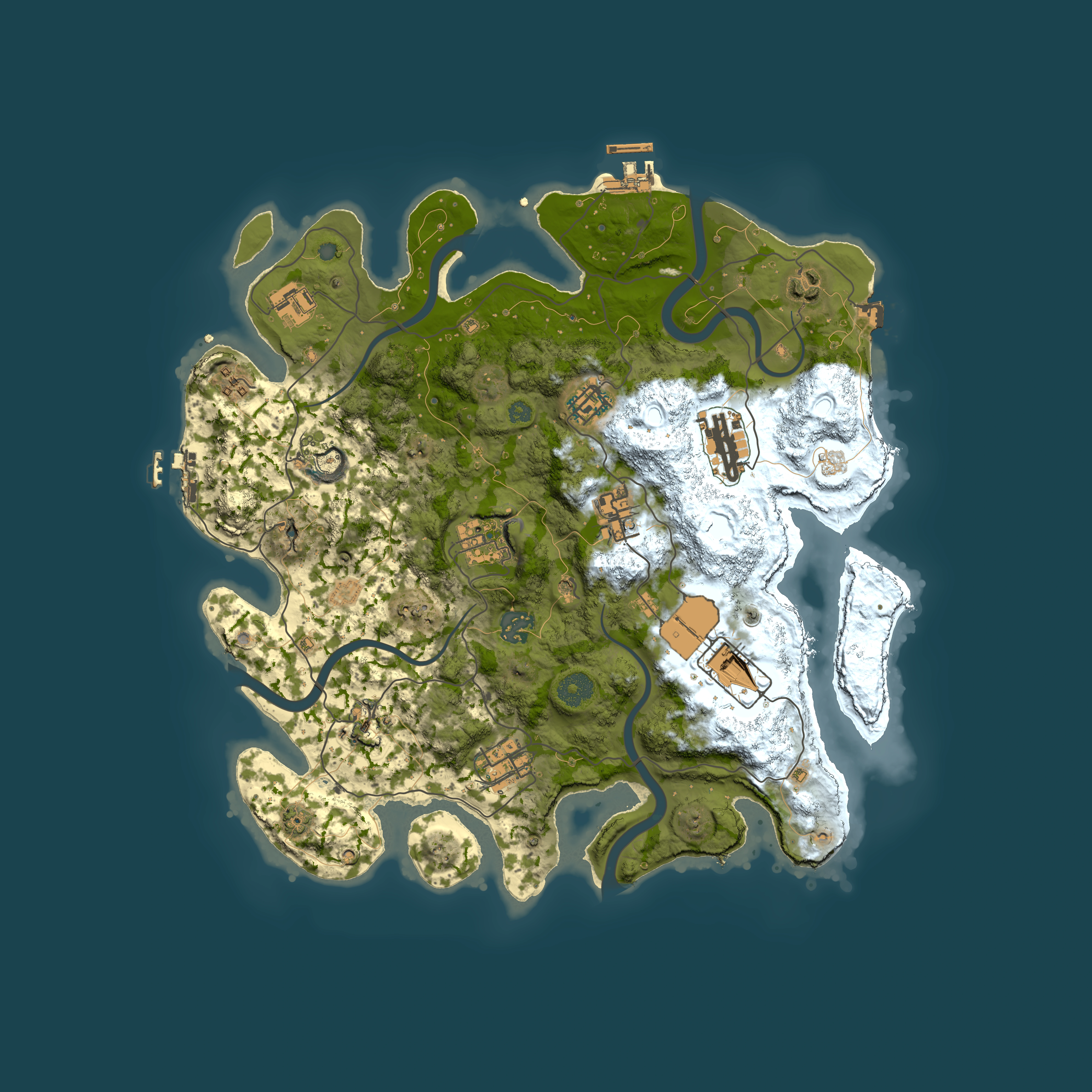 Full top-down render of Rust map seed 1287626505, 3650x3650m