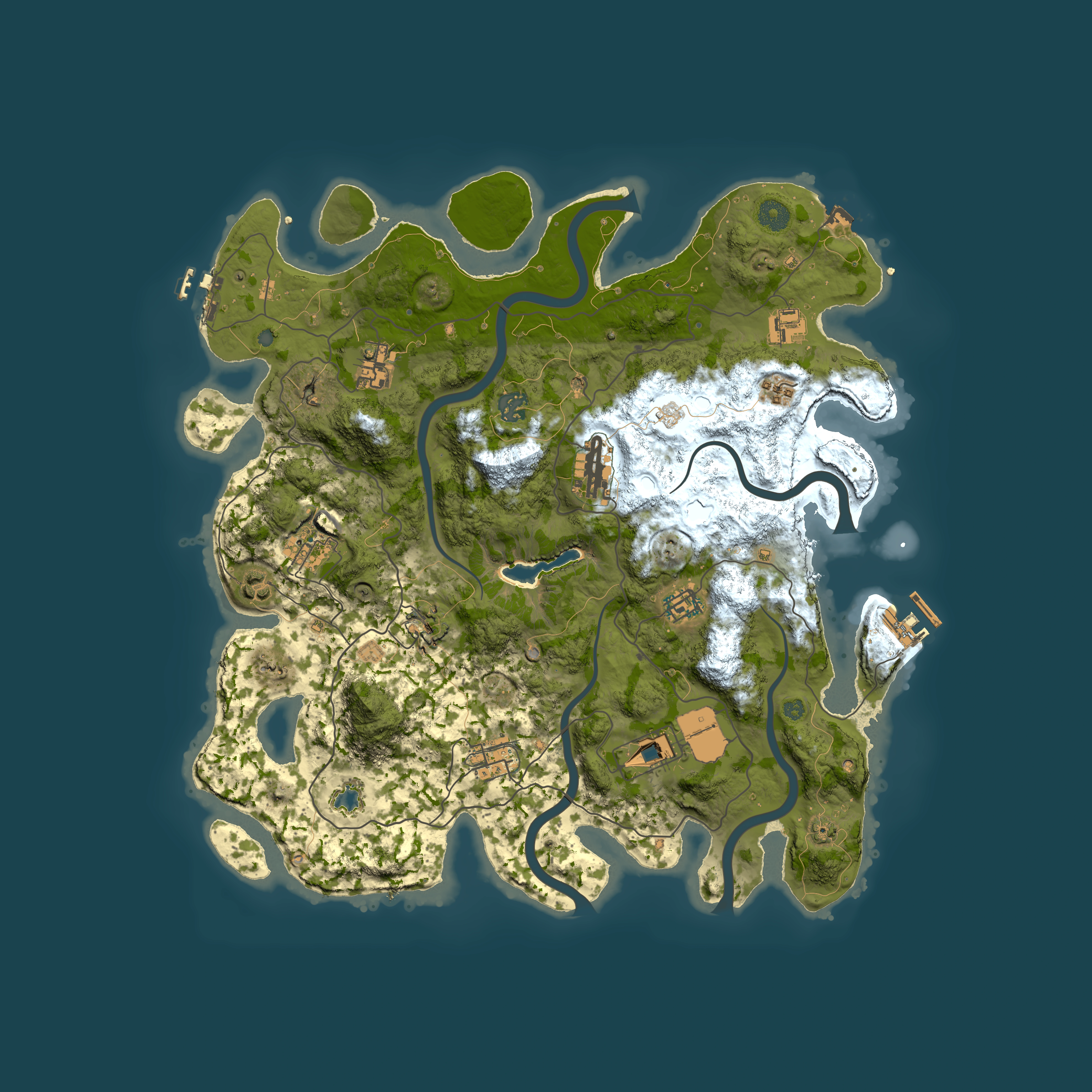 Full top-down render of Rust map seed 1316496467, 4050x4050m