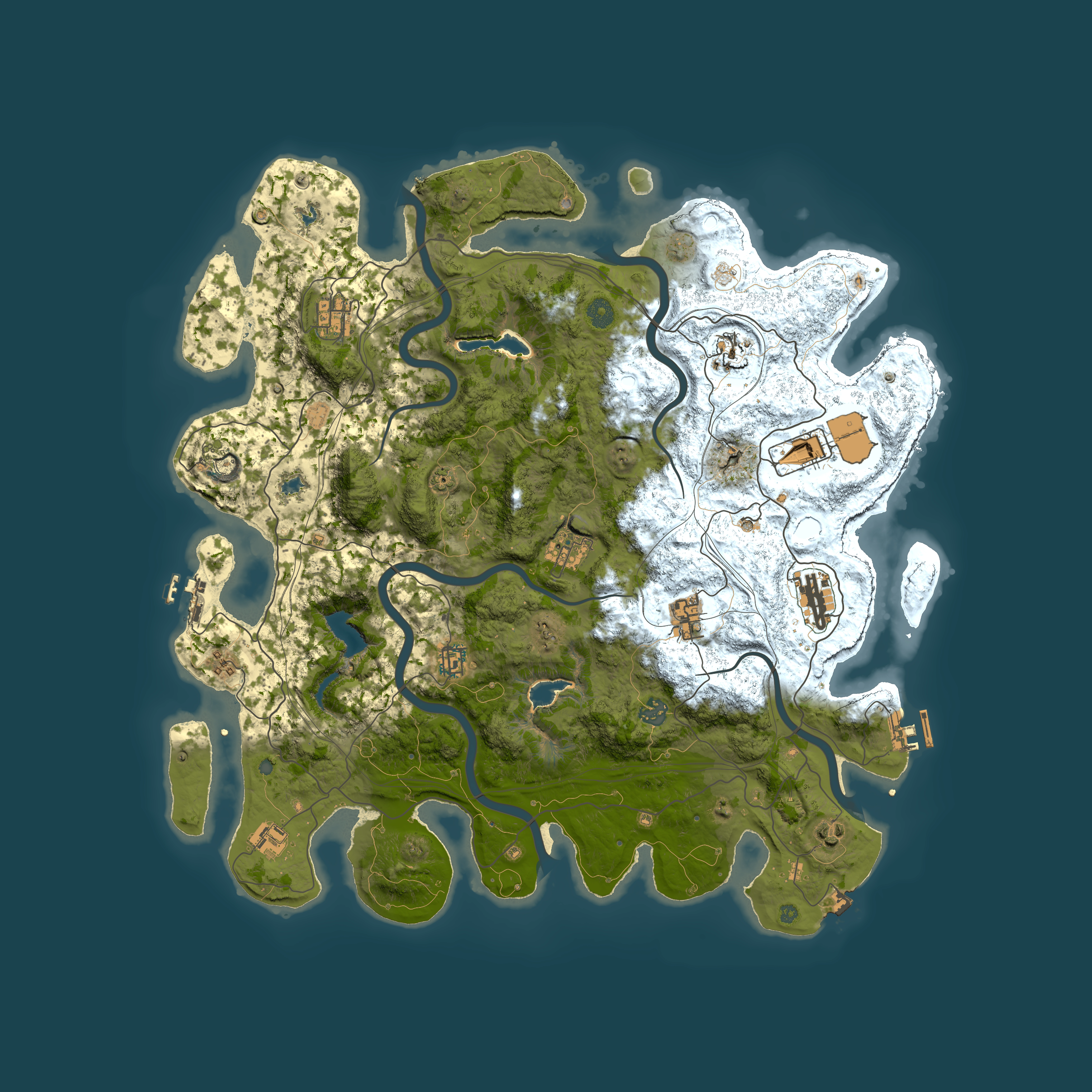 Full top-down render of Rust map seed 231561866, 4550x4550m