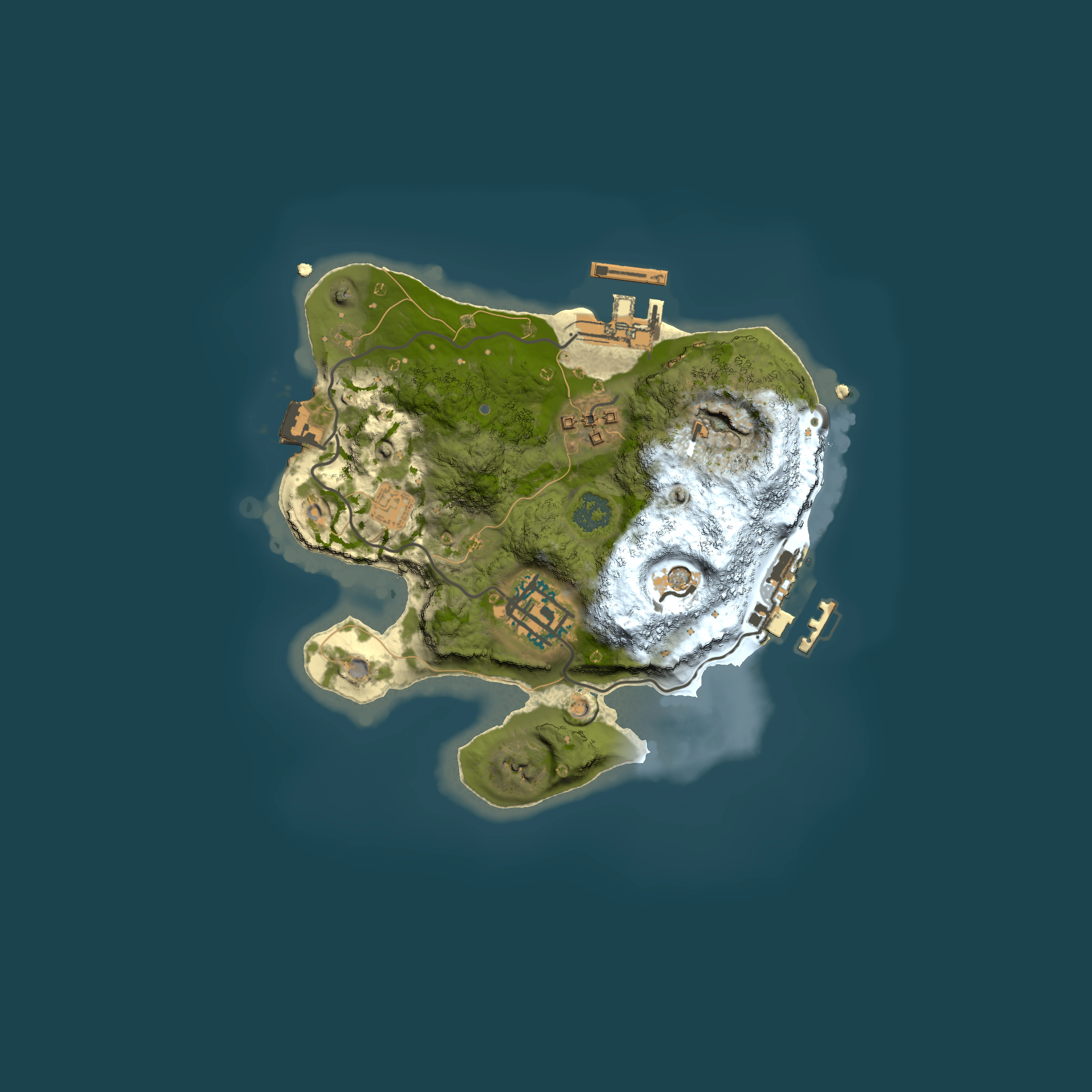 Full top-down render of Rust map seed 1605825078, 2000x2000m