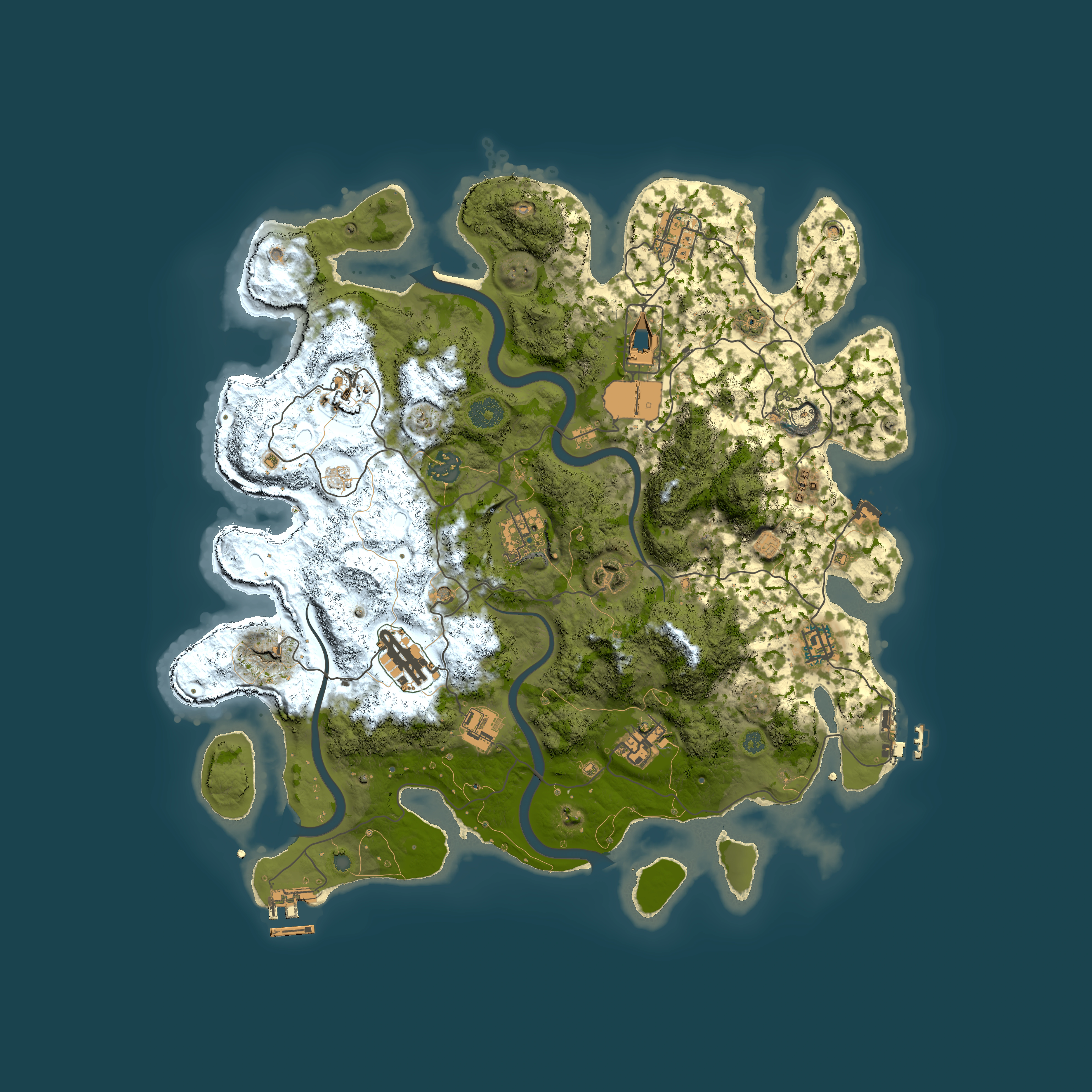 Full top-down render of Rust map seed 466610292, 3850x3850m