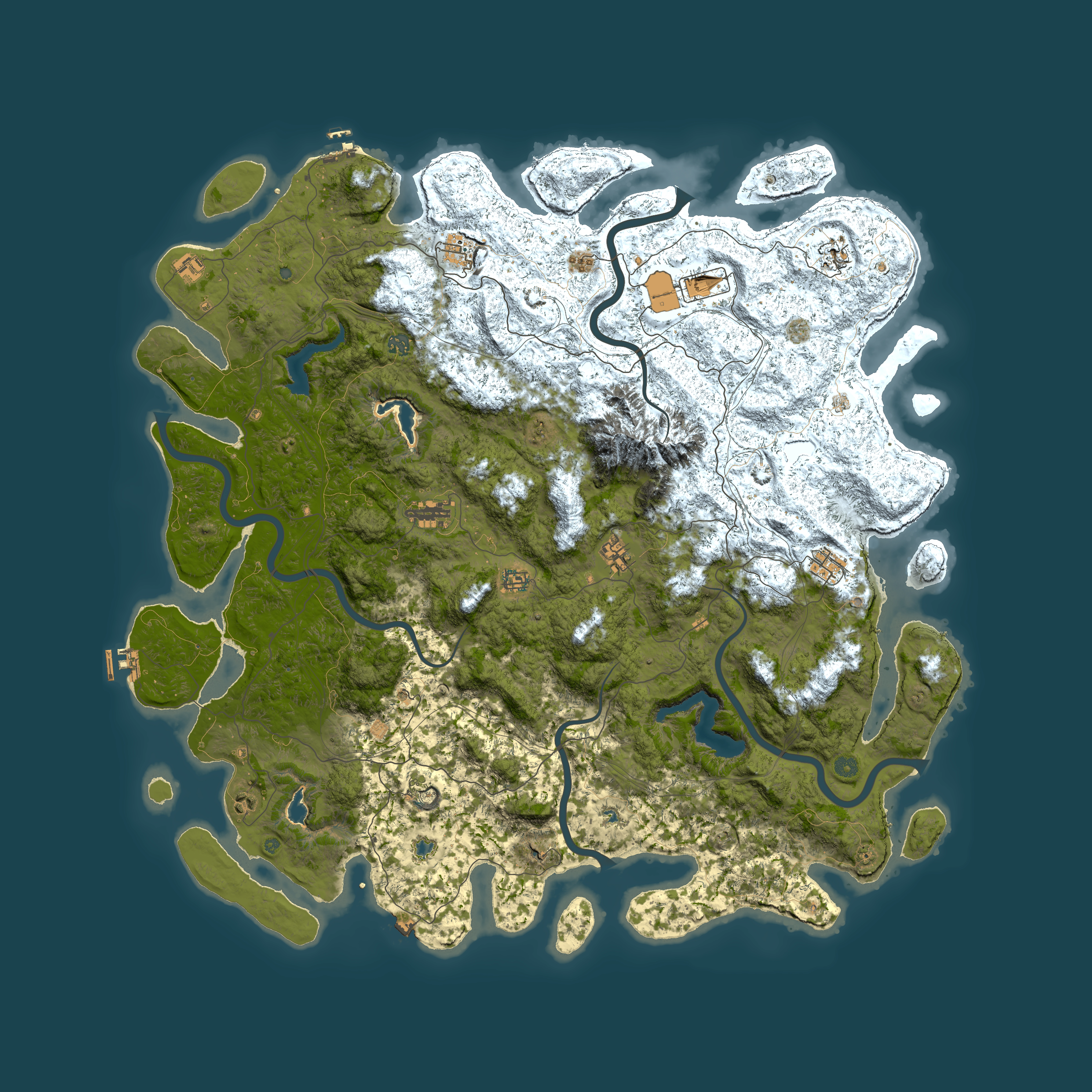 Full top-down render of Rust map seed 1965729847, 5800x5800m