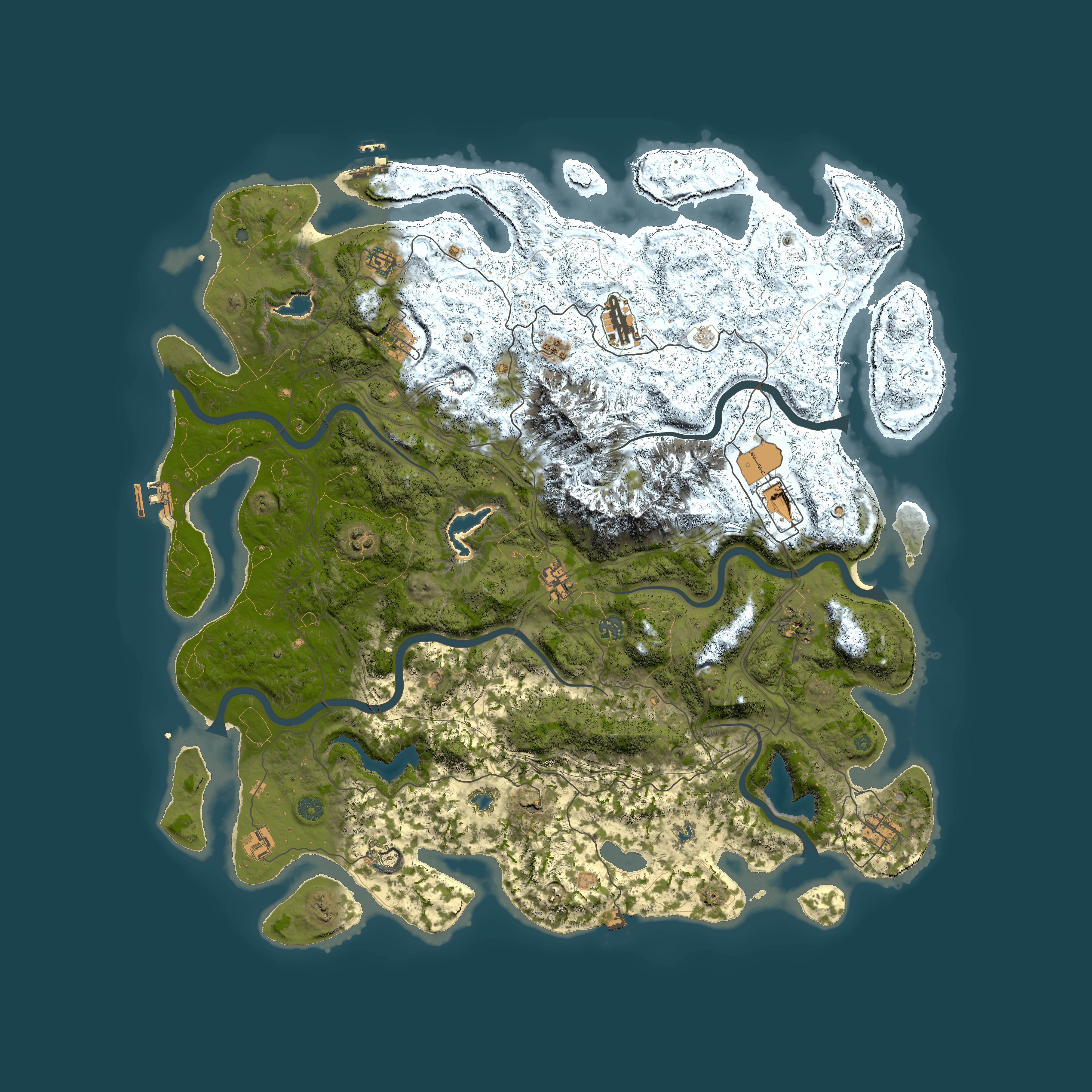 Full top-down render of Rust map seed 235870397, 5250x5250m