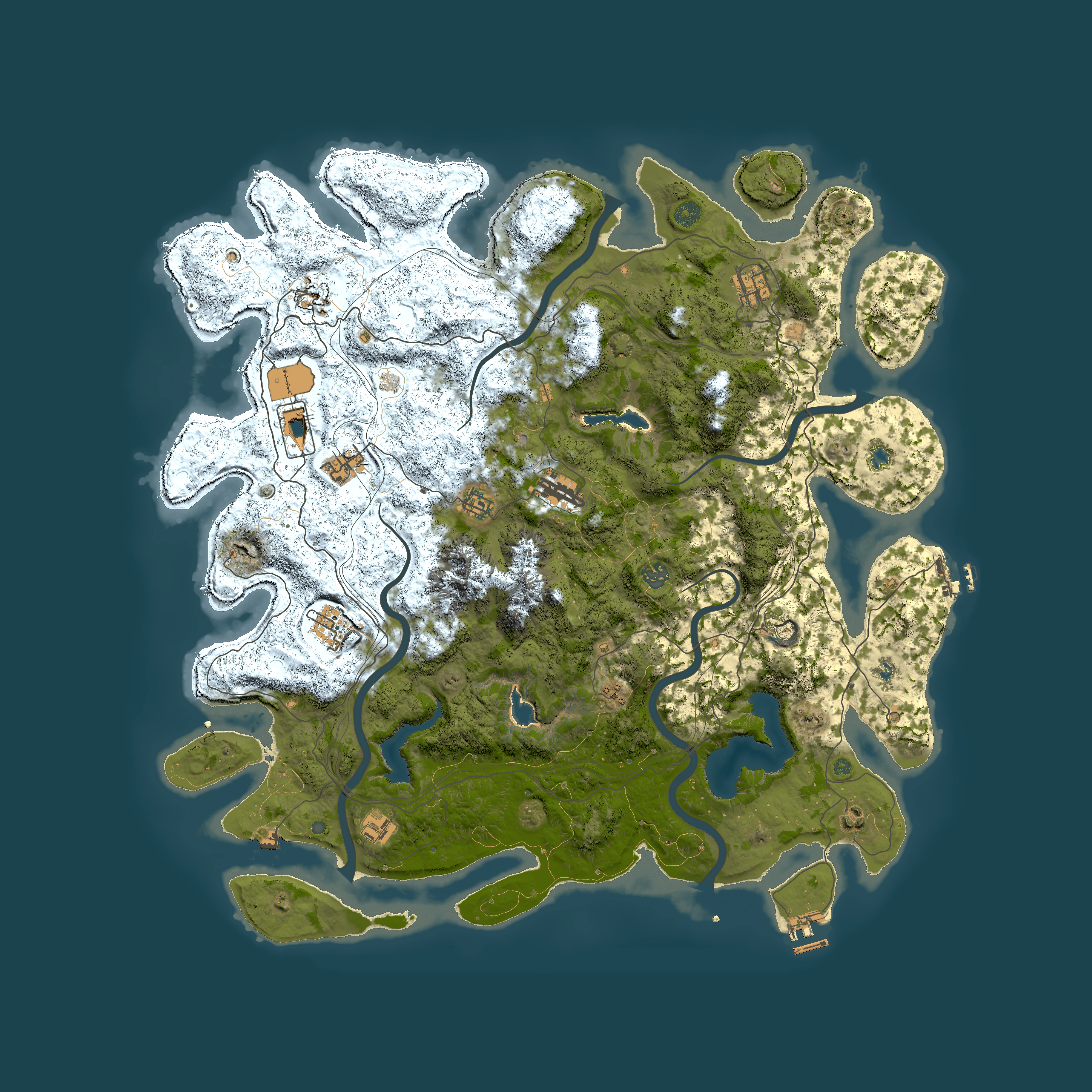 Full top-down render of Rust map seed 1334033289, 5000x5000m