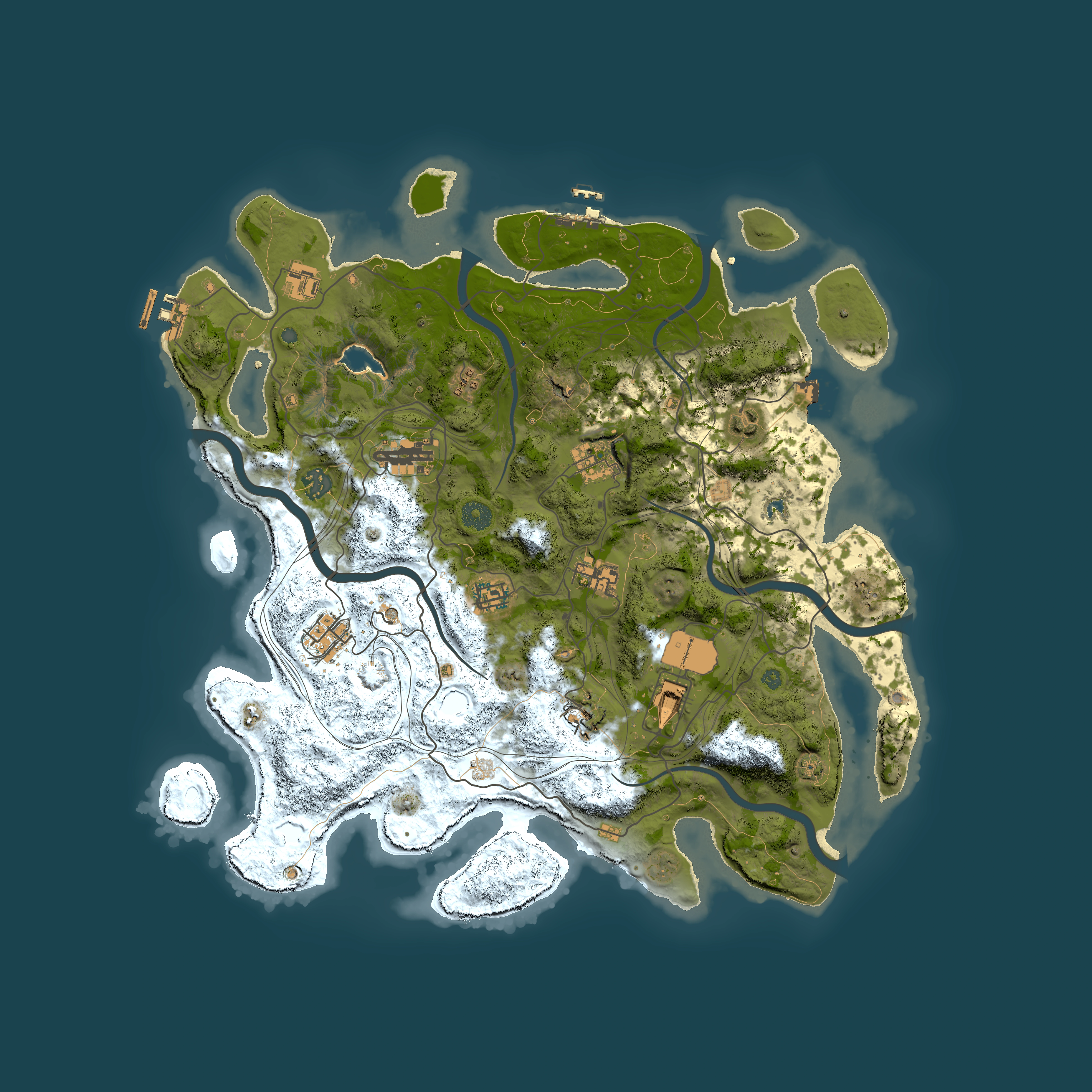 Full top-down render of Rust map seed 613458284, 4250x4250m