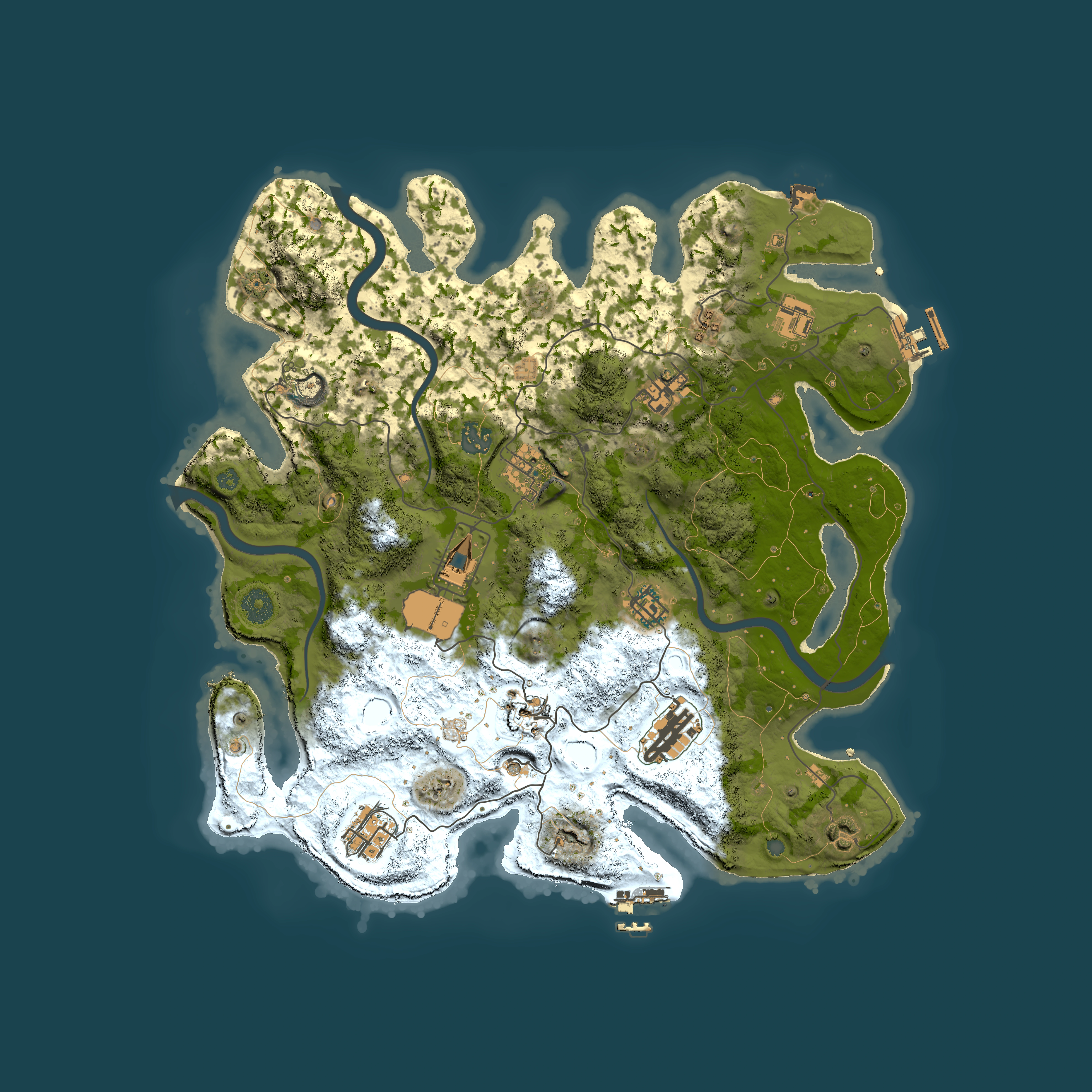 Full top-down render of Rust map seed 631739673, 3850x3850m