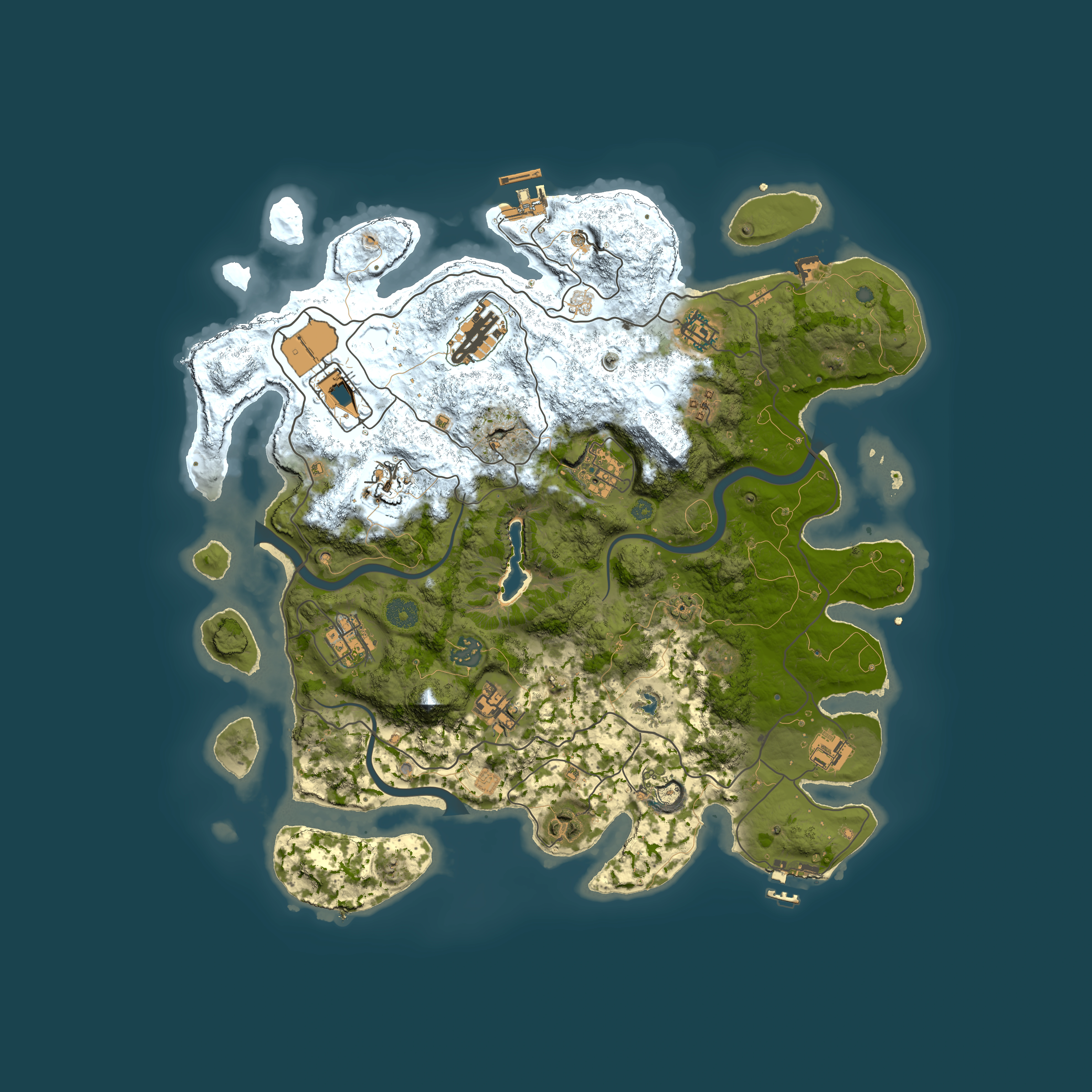 Full top-down render of Rust map seed 633235690, 4000x4000m