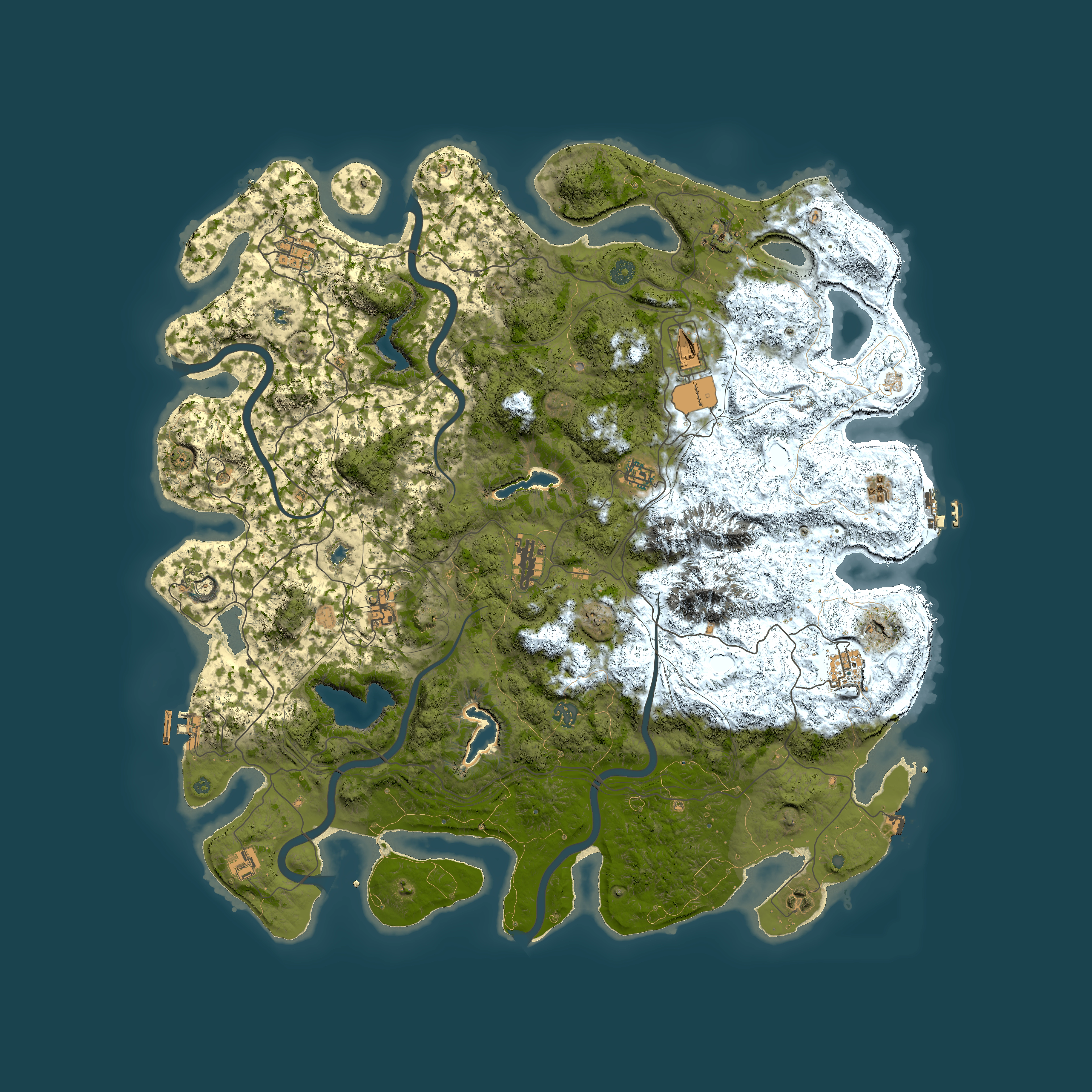 Full top-down render of Rust map seed 607931615, 5150x5150m