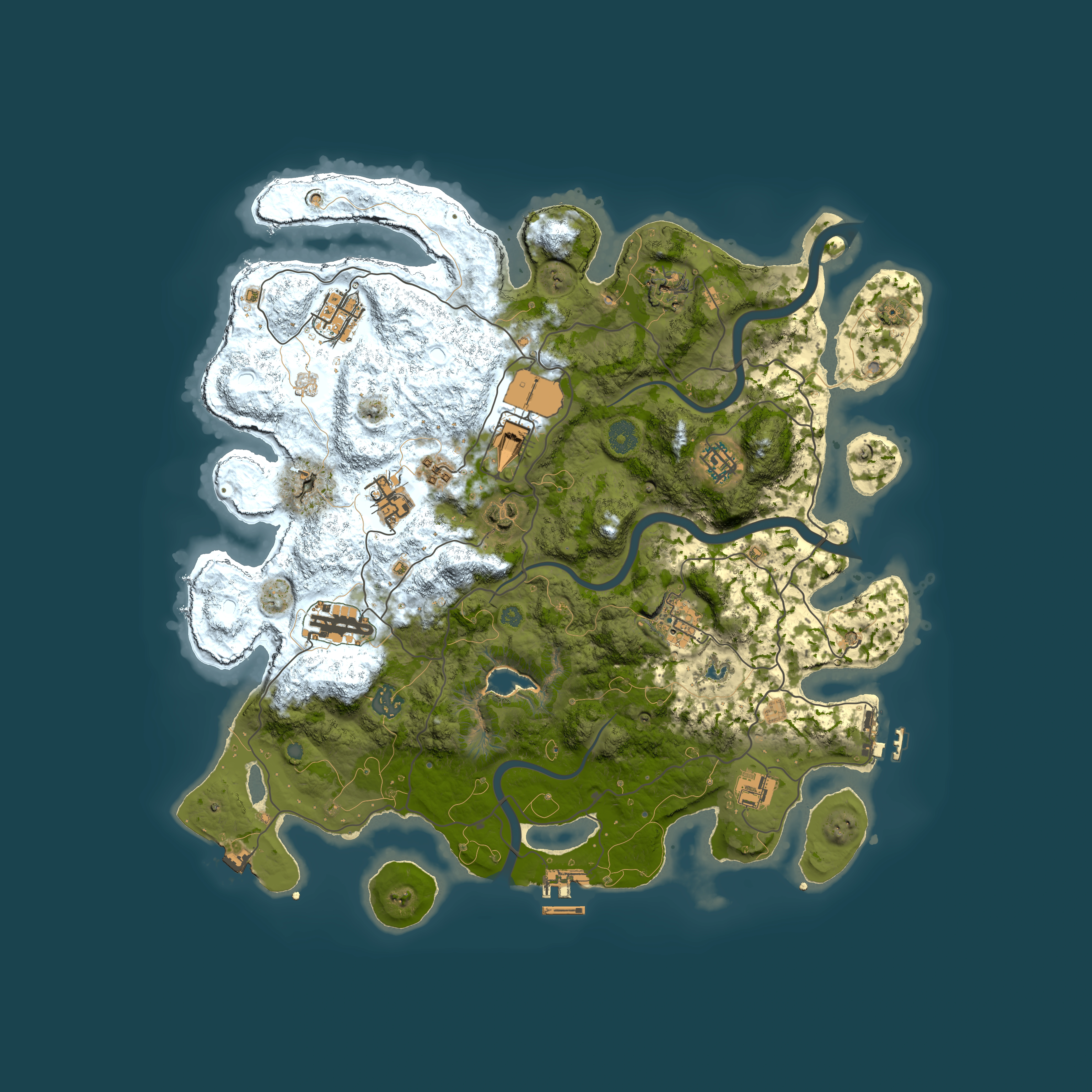 Full top-down render of Rust map seed 158990284, 4000x4000m