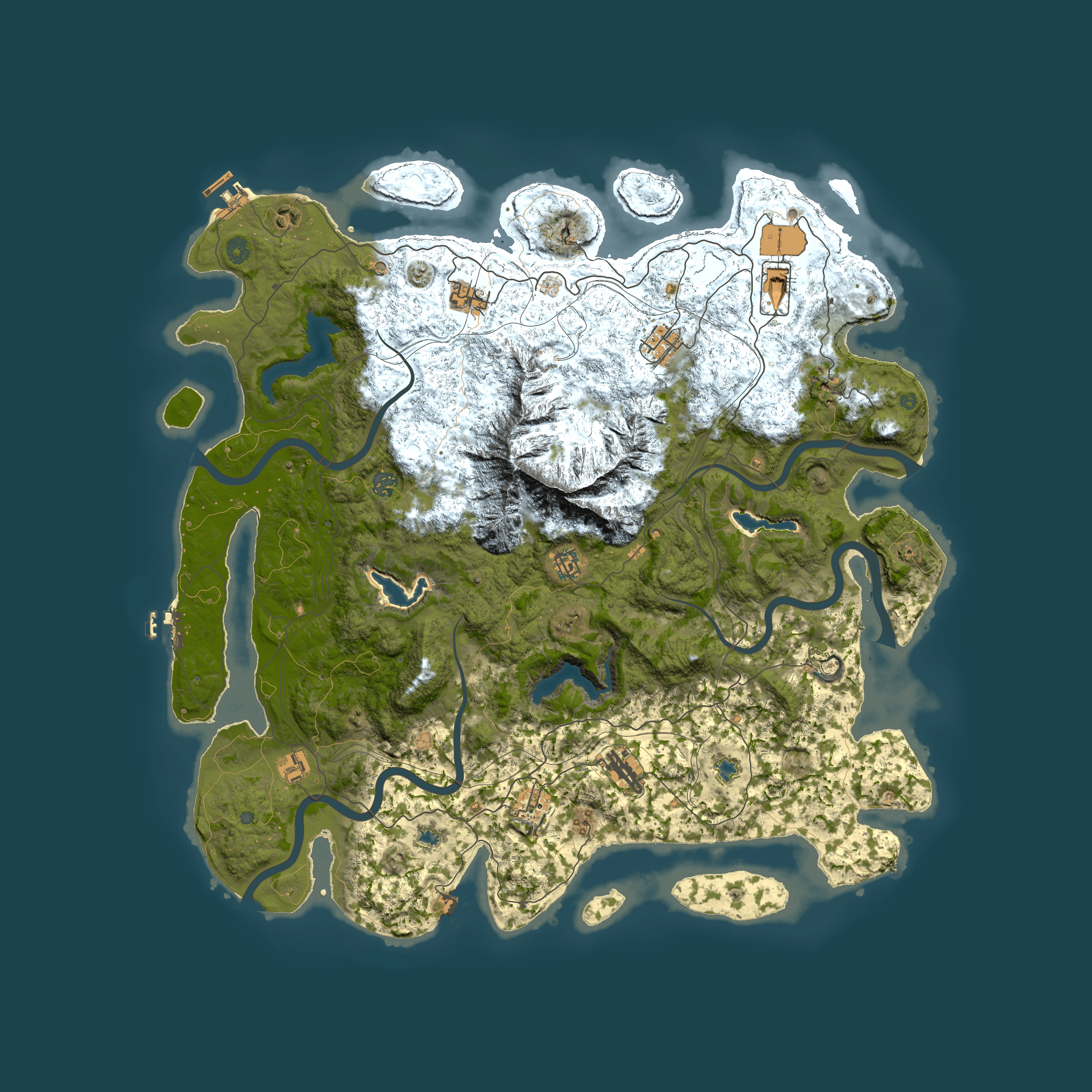 Full top-down render of Rust map seed 264574279, 5050x5050m