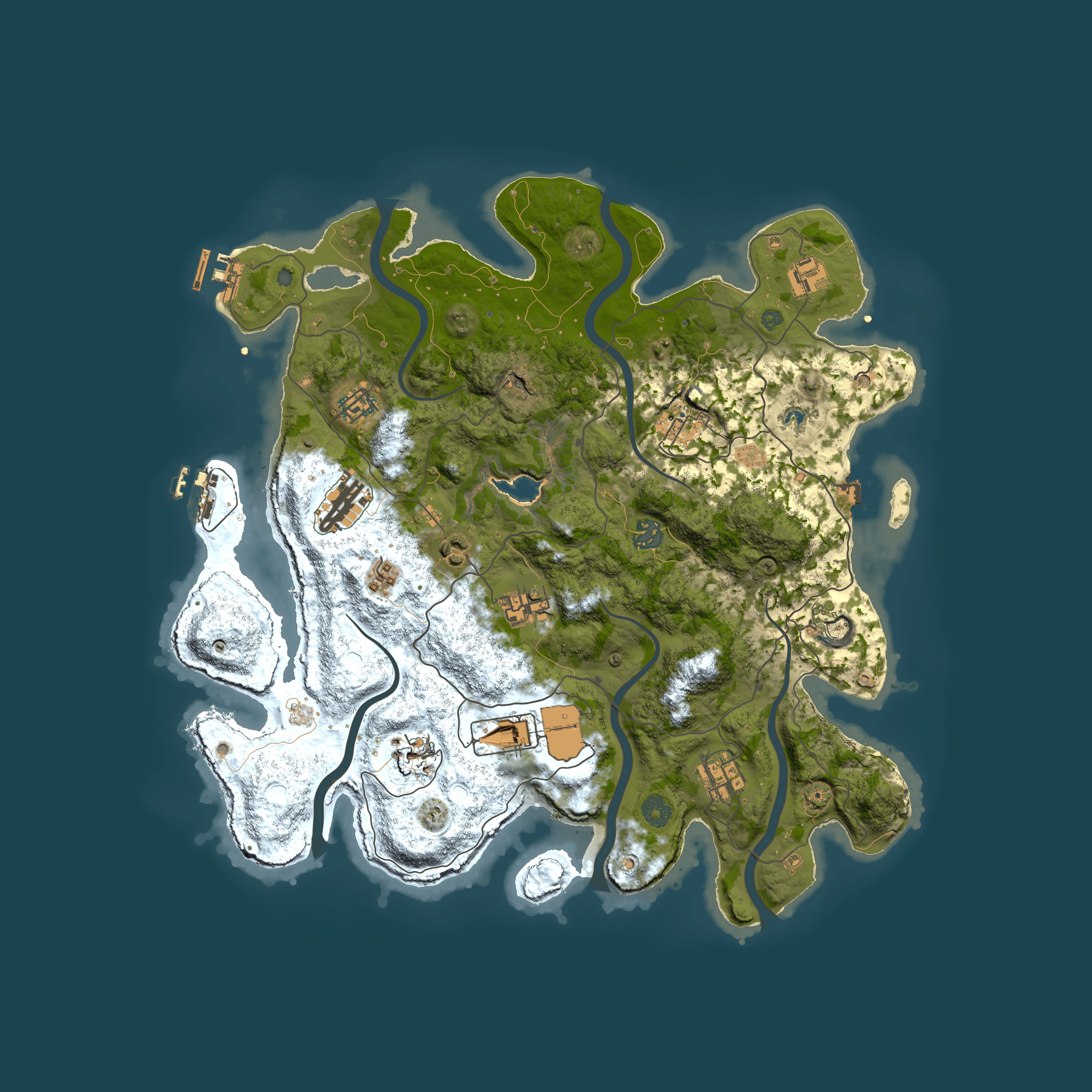 Full top-down render of Rust map seed 136388977, 4050x4050m