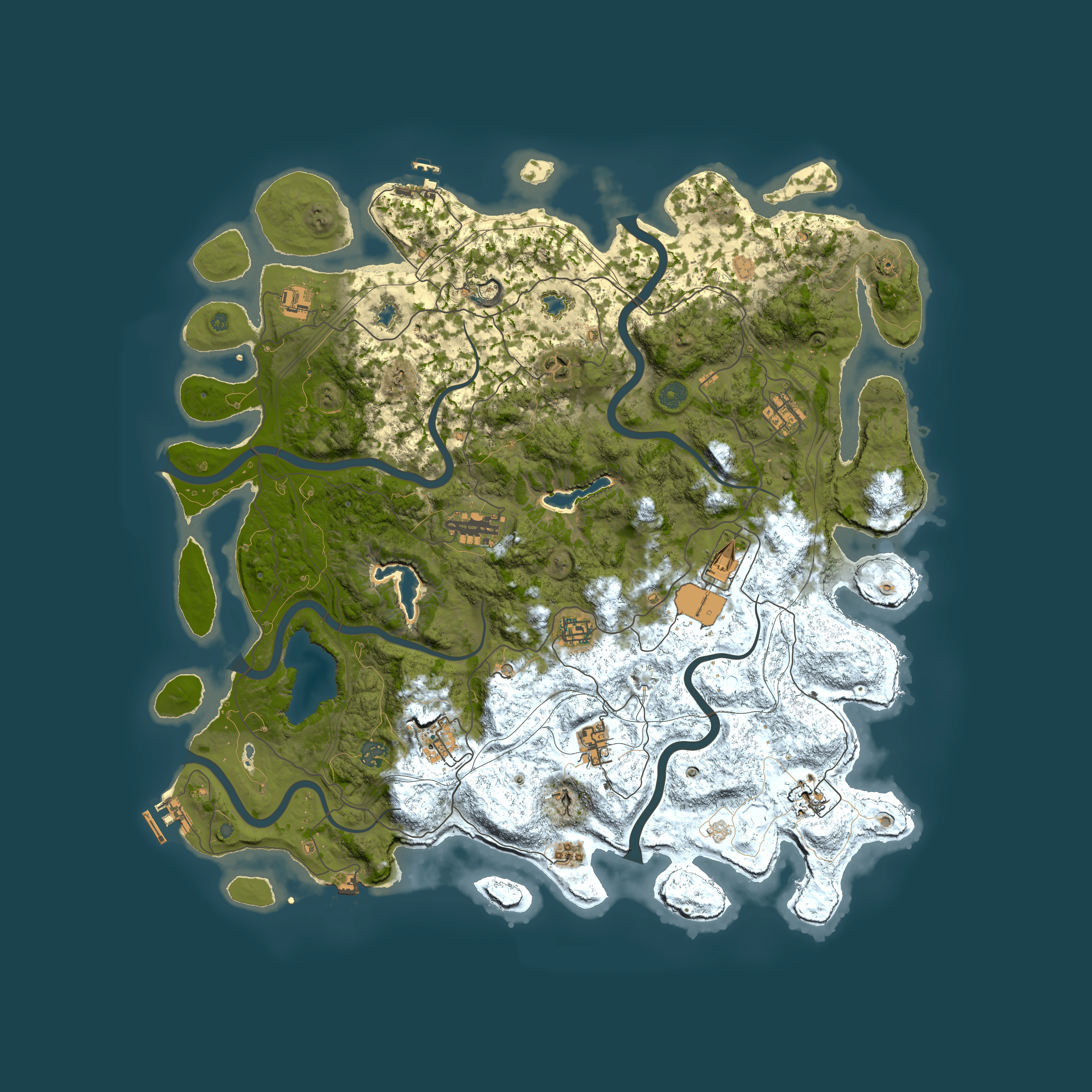 Full top-down render of Rust map seed 1501025038, 4800x4800m