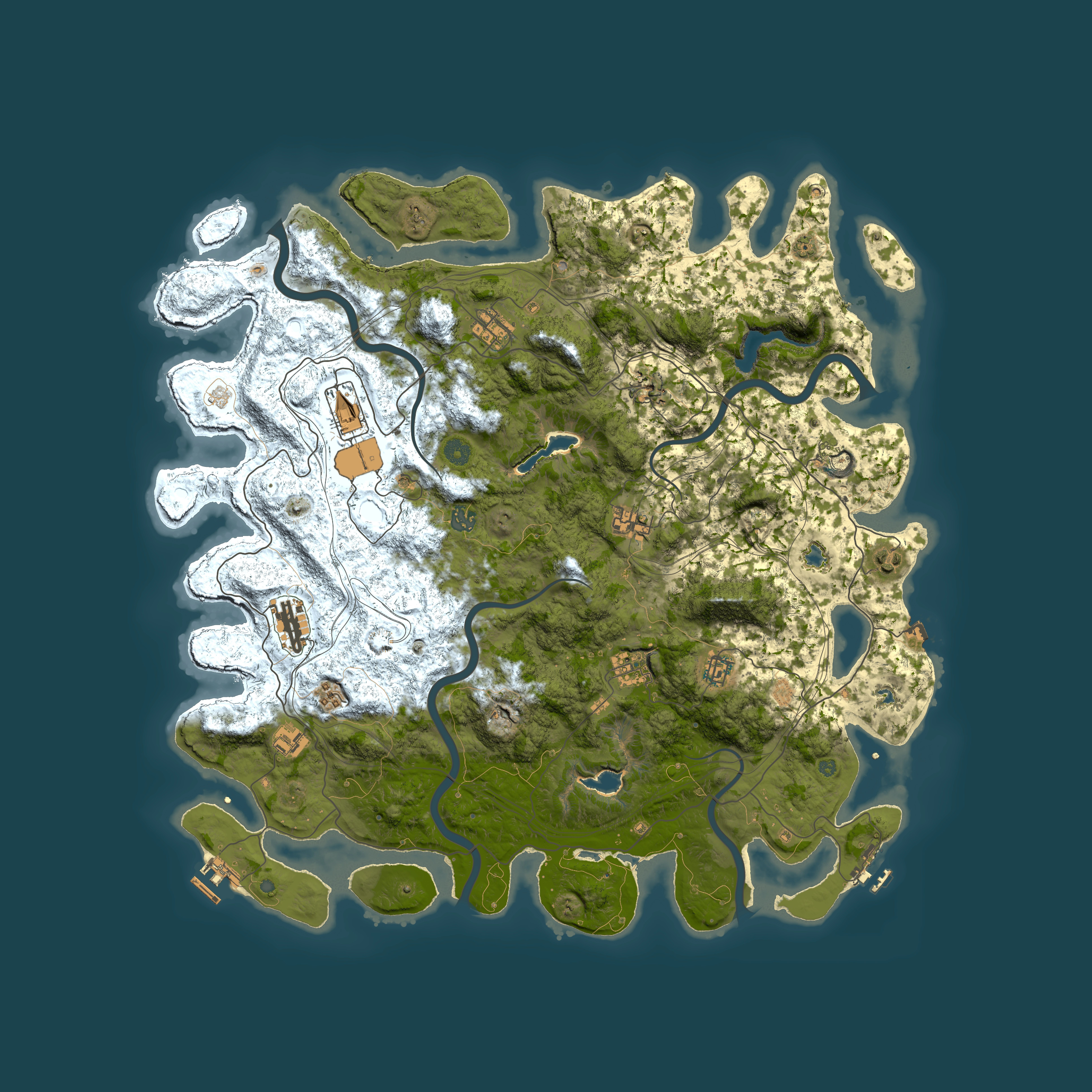 Full top-down render of Rust map seed 98423101, 4900x4900m