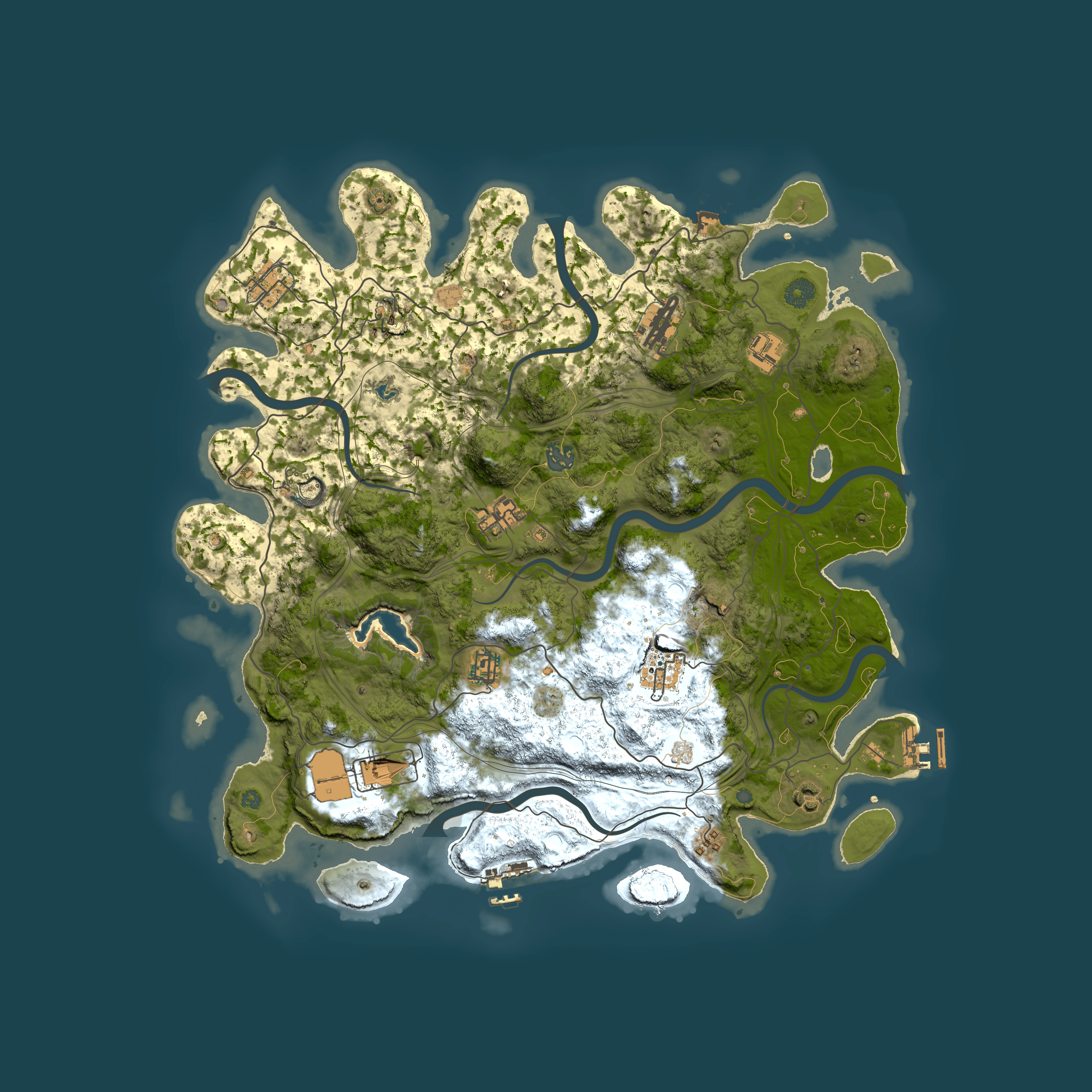 Full top-down render of Rust map seed 1260584219, 4300x4300m