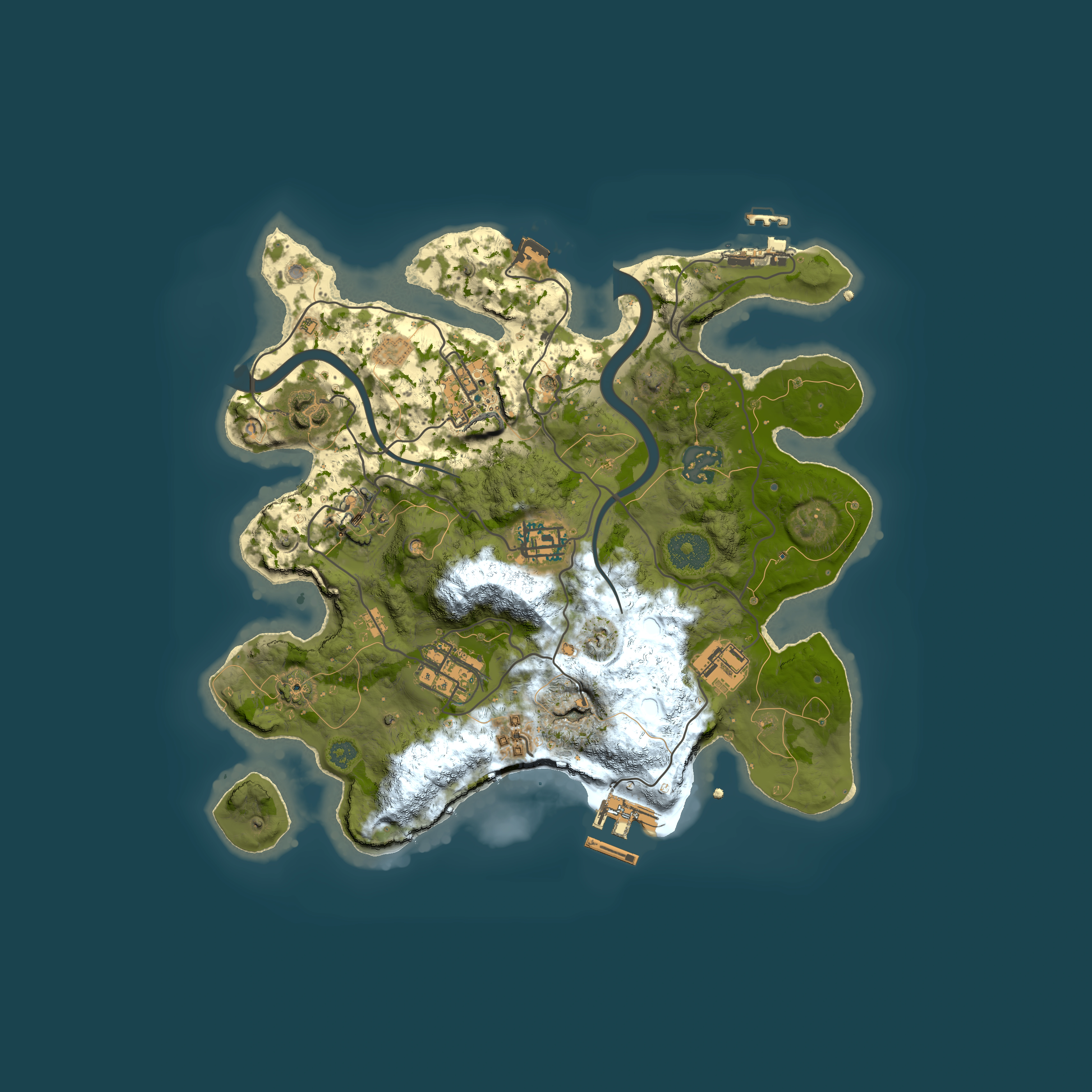 Full top-down render of Rust map seed 633463171, 3000x3000m