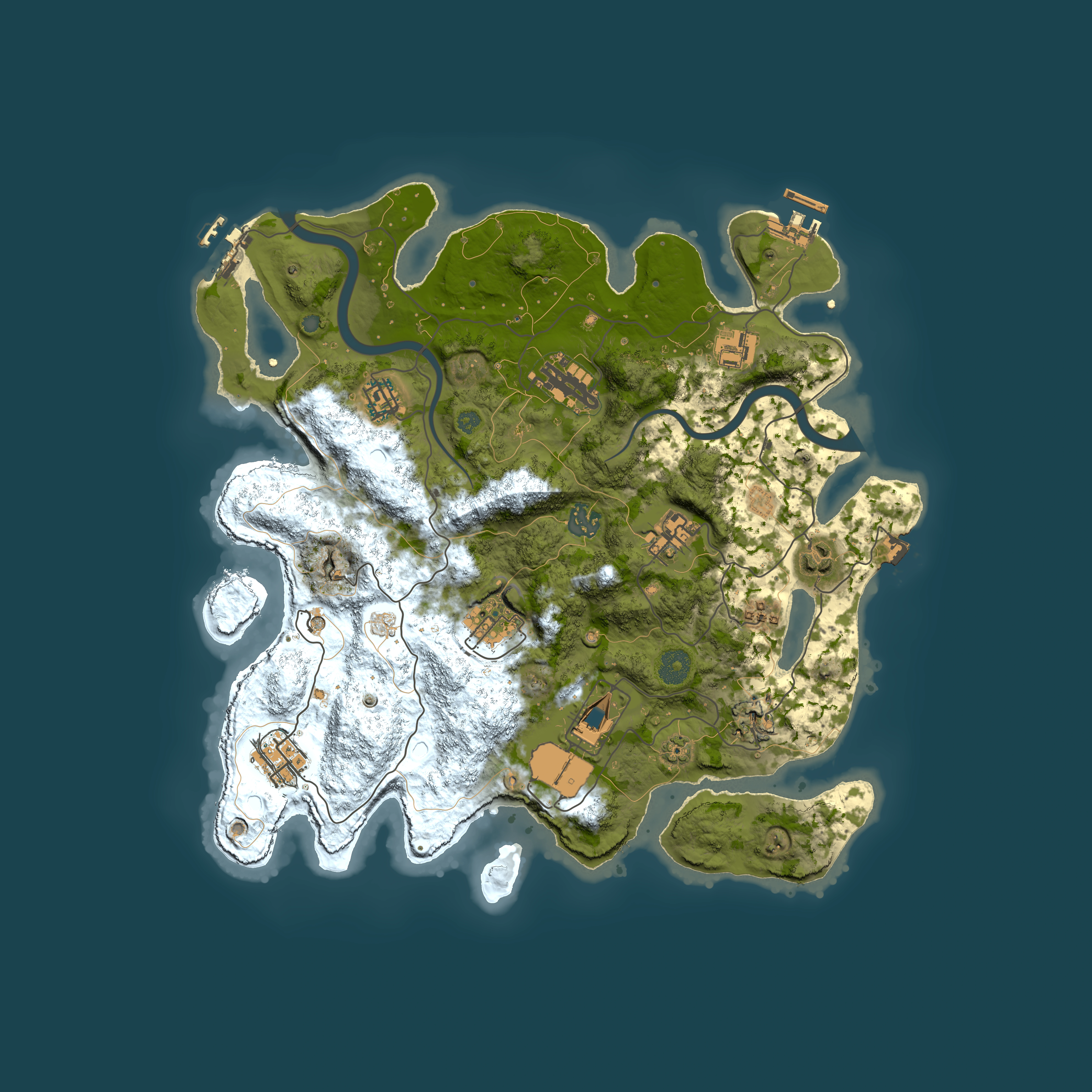 Full top-down render of Rust map seed 1399940064, 3700x3700m