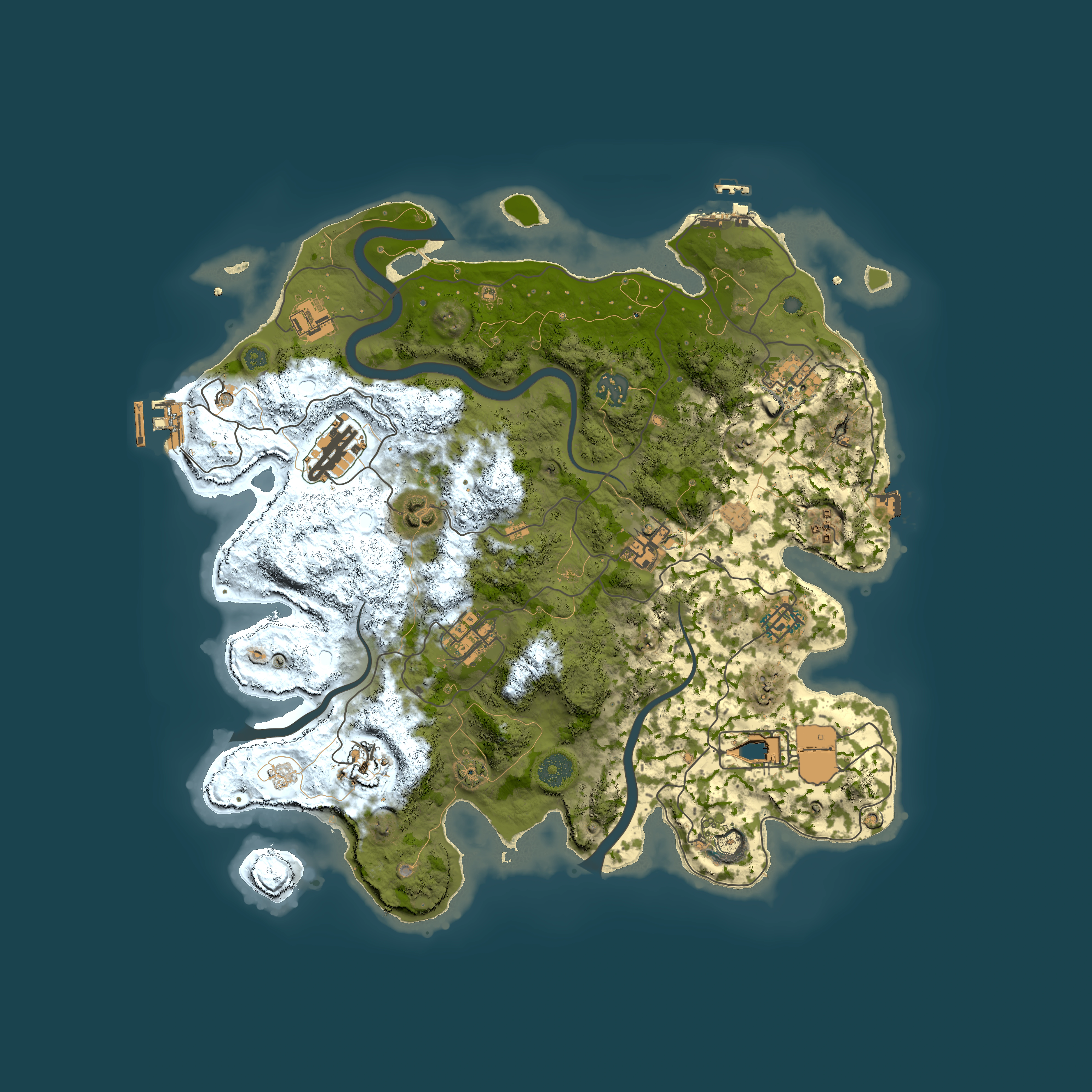 Full top-down render of Rust map seed 498135391, 3750x3750m