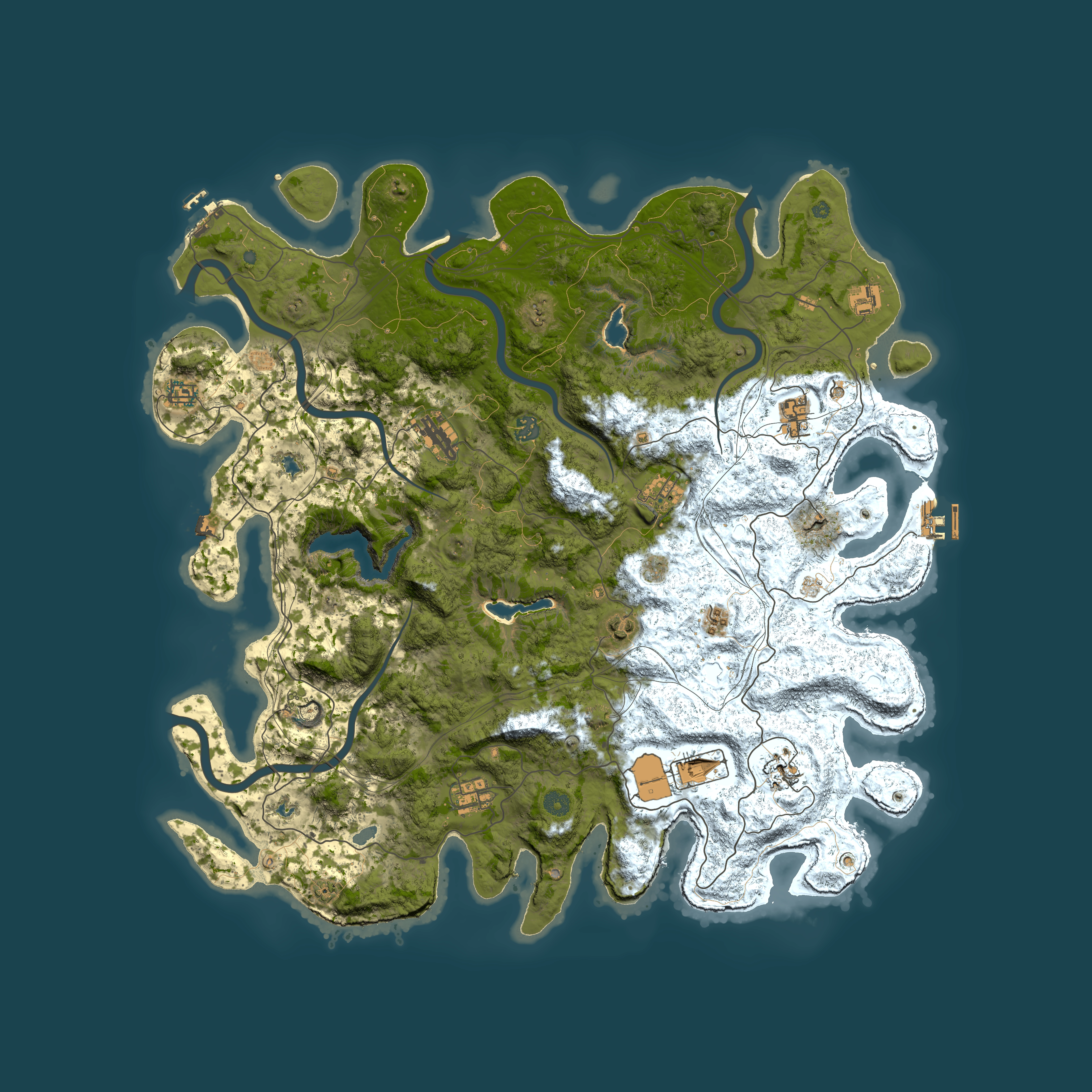 Full top-down render of Rust map seed 1674912230, 4950x4950m