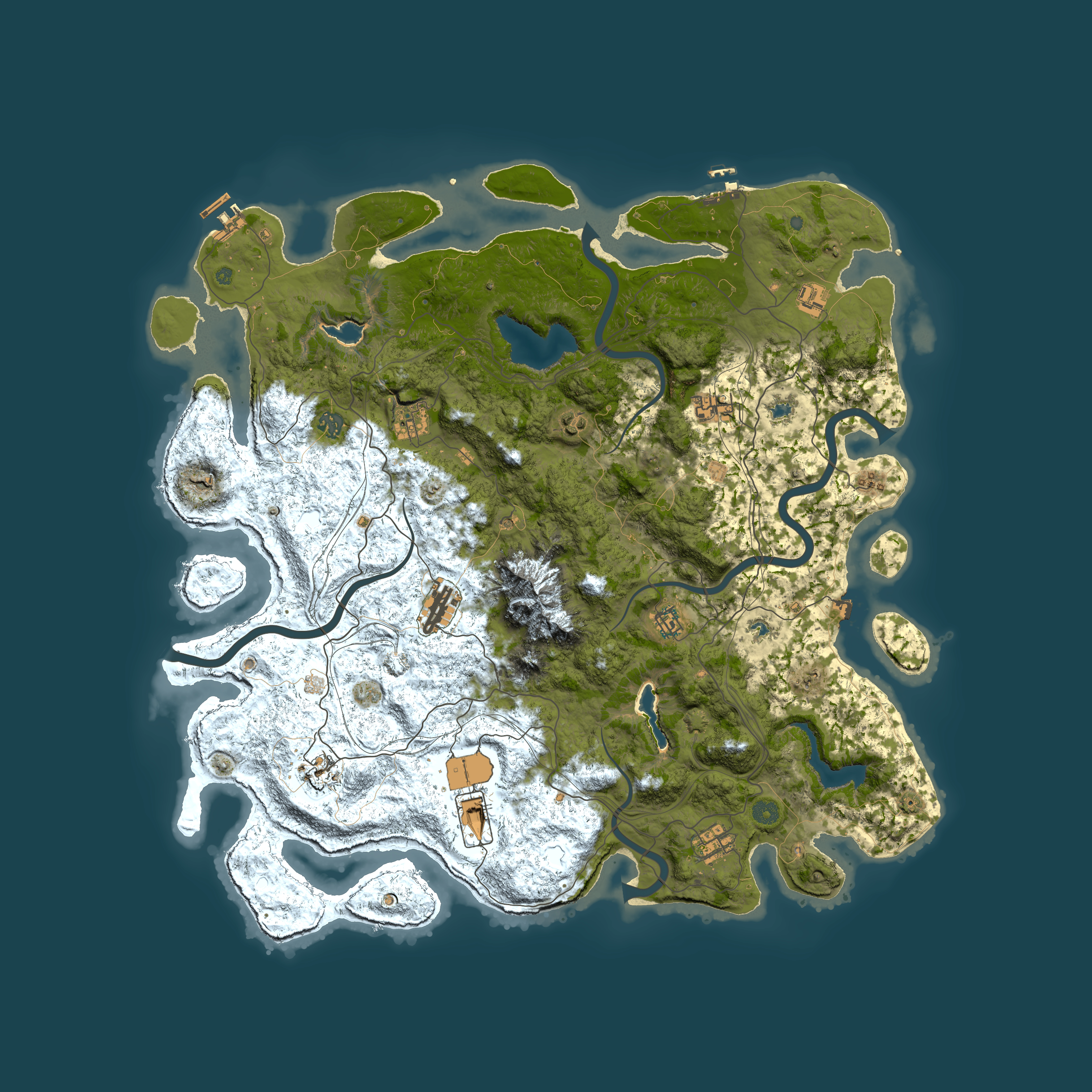 Full top-down render of Rust map seed 975806636, 5000x5000m