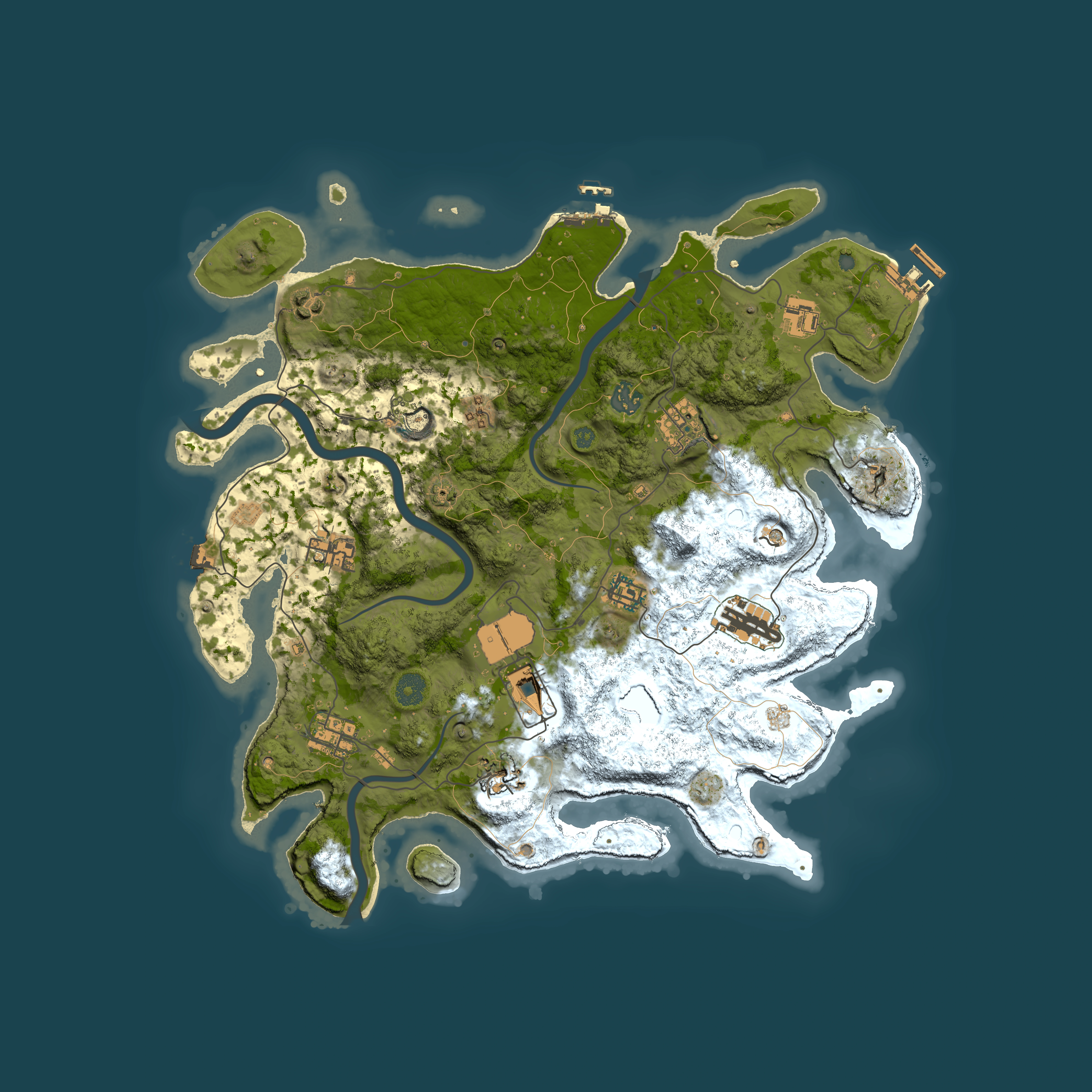 Full top-down render of Rust map seed 2145387082, 3950x3950m