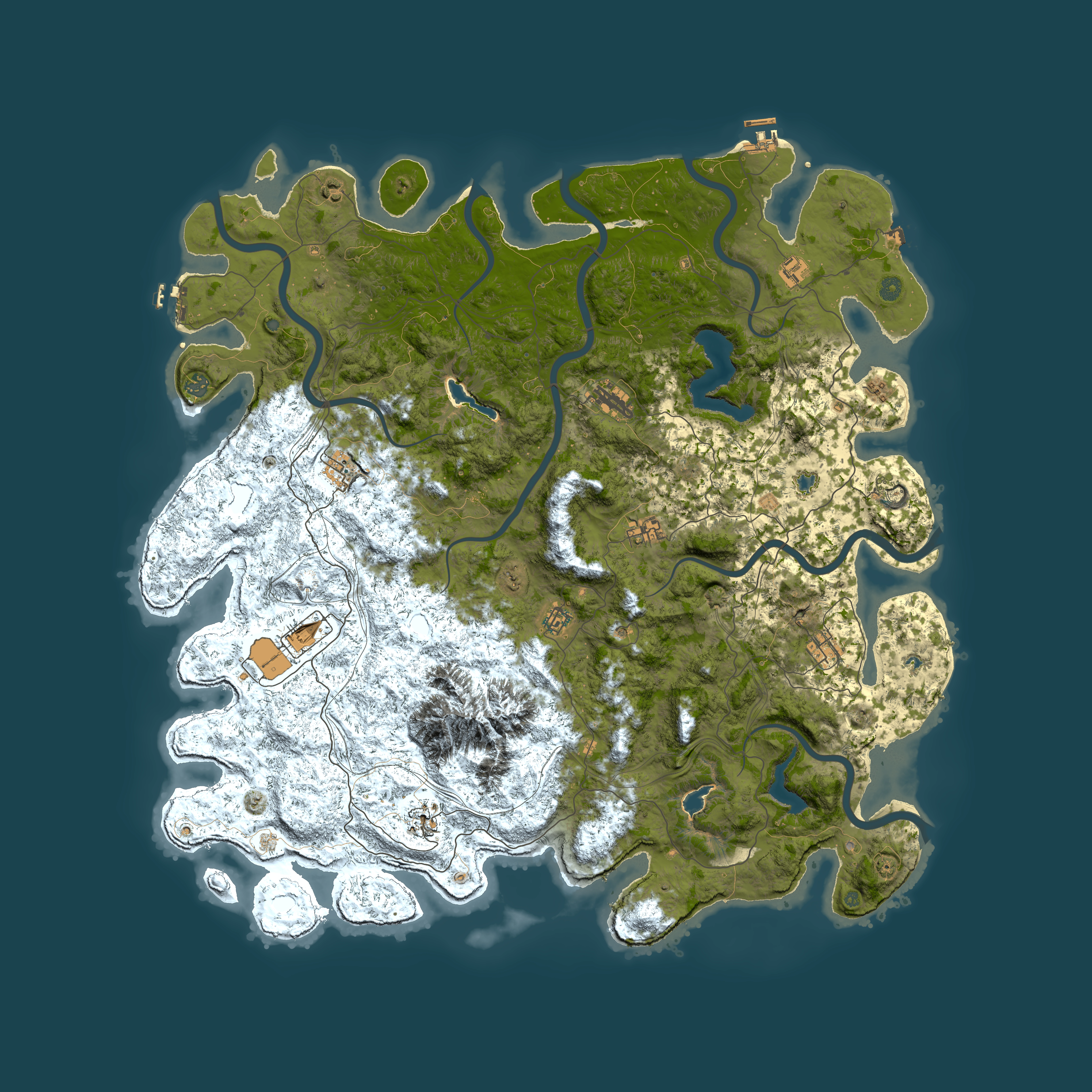 Full top-down render of Rust map seed 1257852379, 5600x5600m