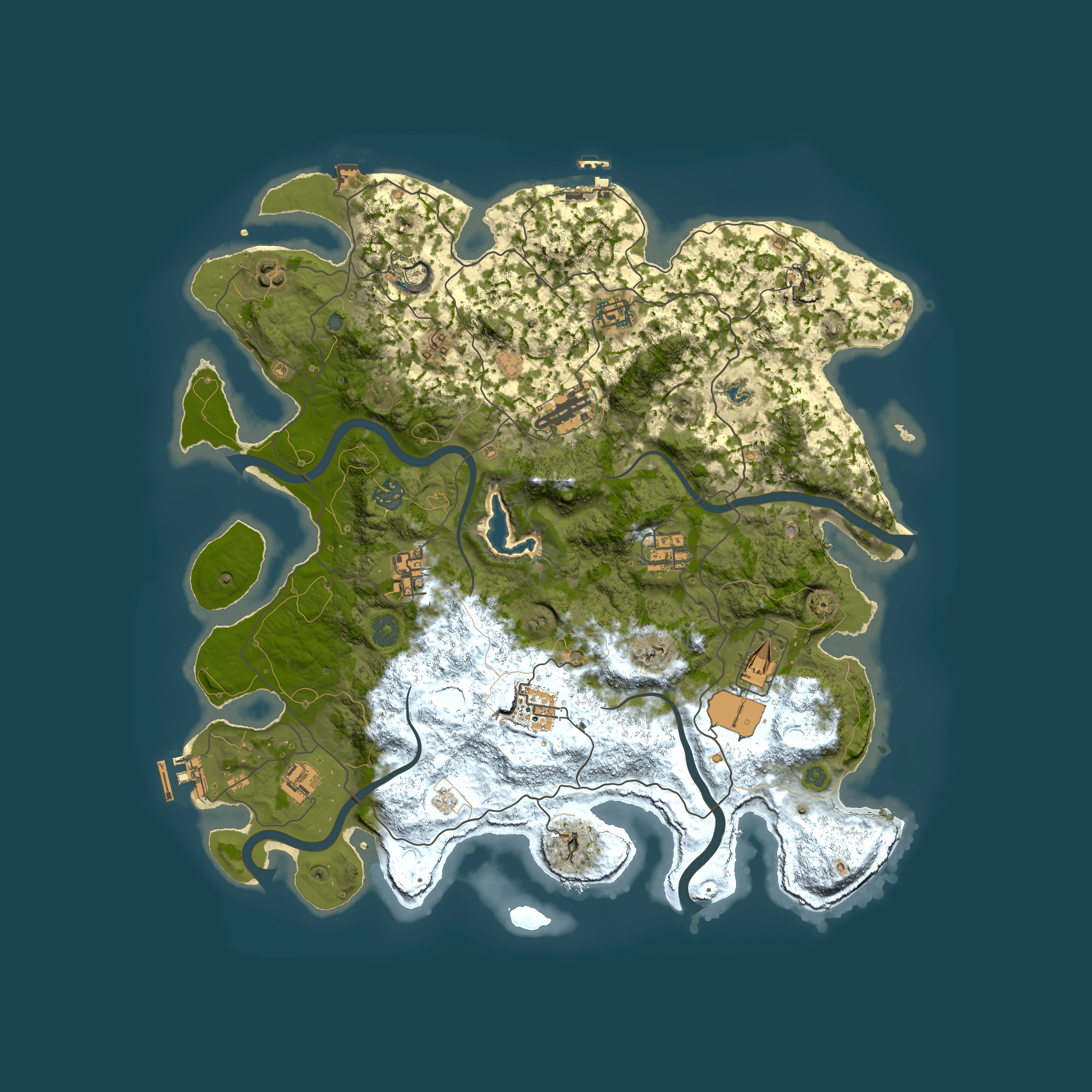 Full top-down render of Rust map seed 1190949003, 4200x4200m