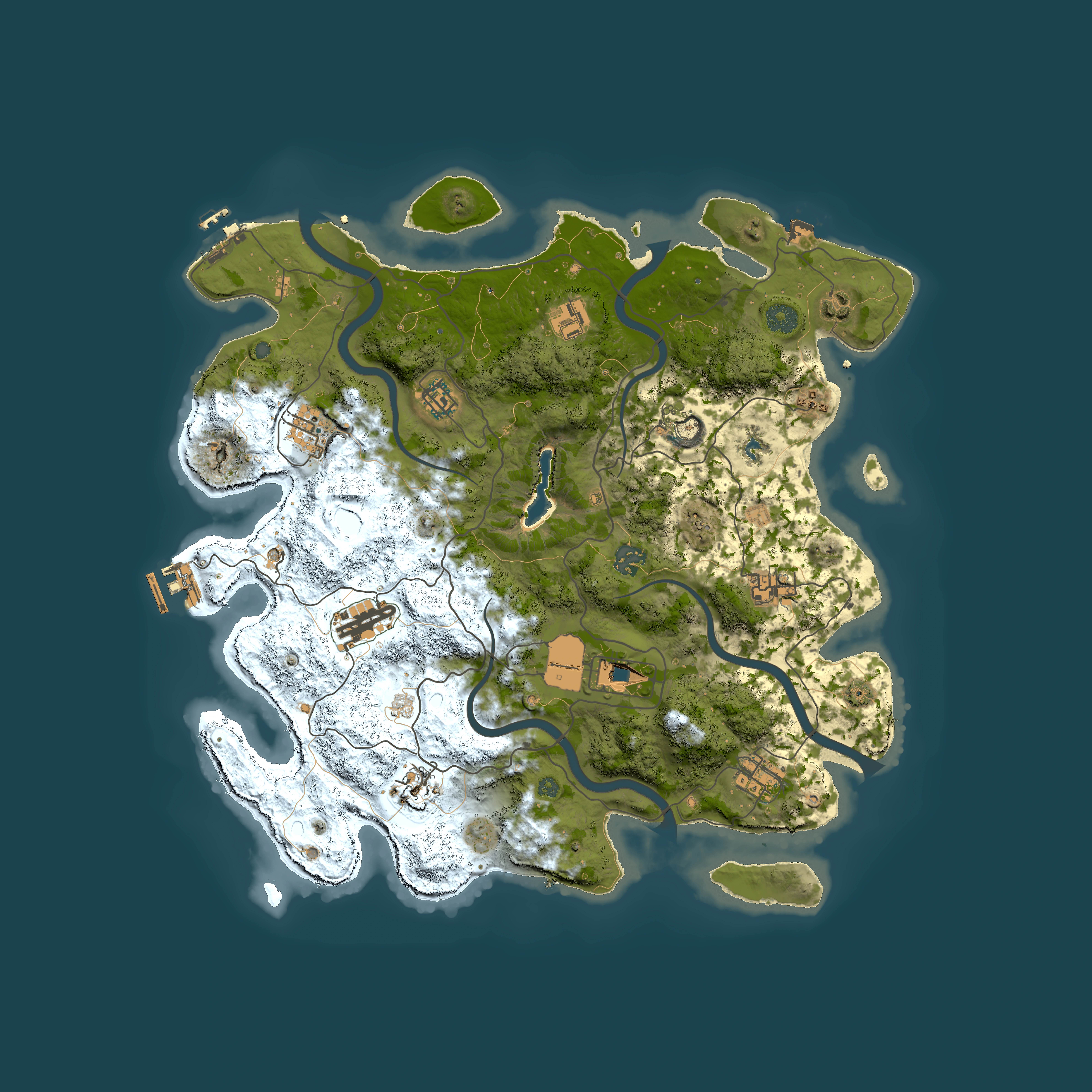 Full top-down render of Rust map seed 1645504772, 4050x4050m