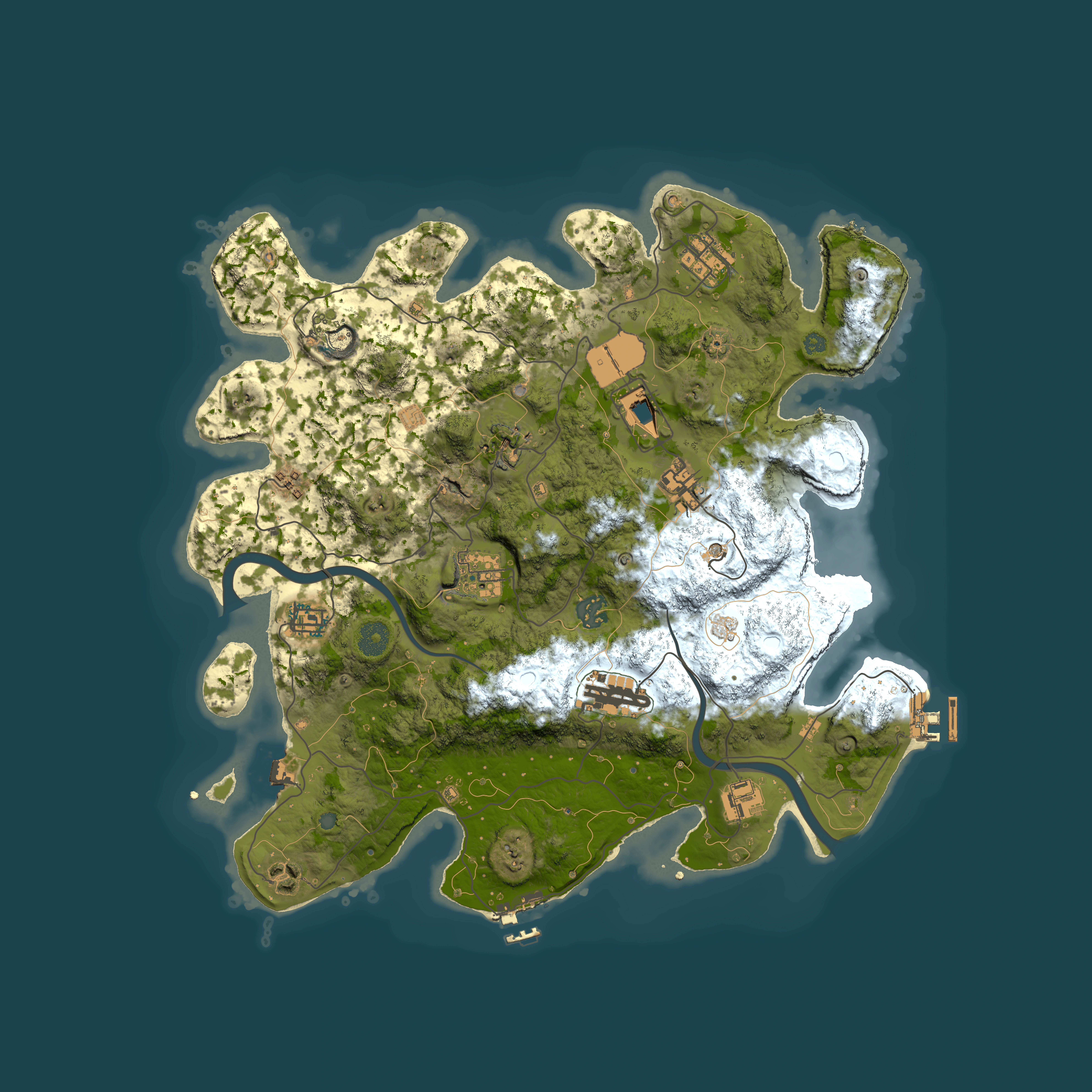Full top-down render of Rust map seed 1248384132, 3800x3800m