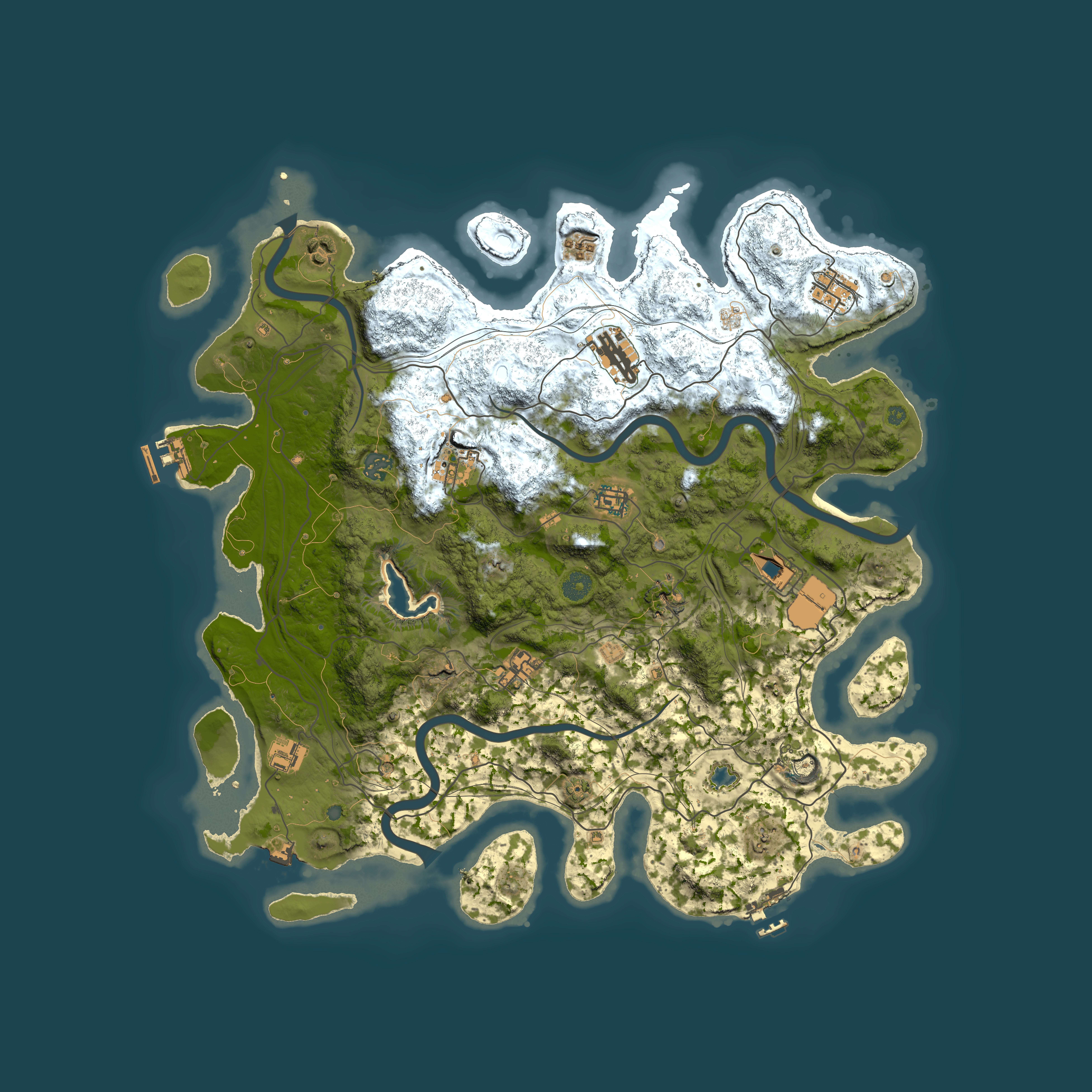 Full top-down render of Rust map seed 497671166, 4400x4400m