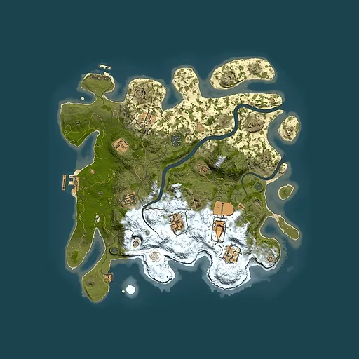 Rust map seed 63674210, 3550x3550m top-down preview
