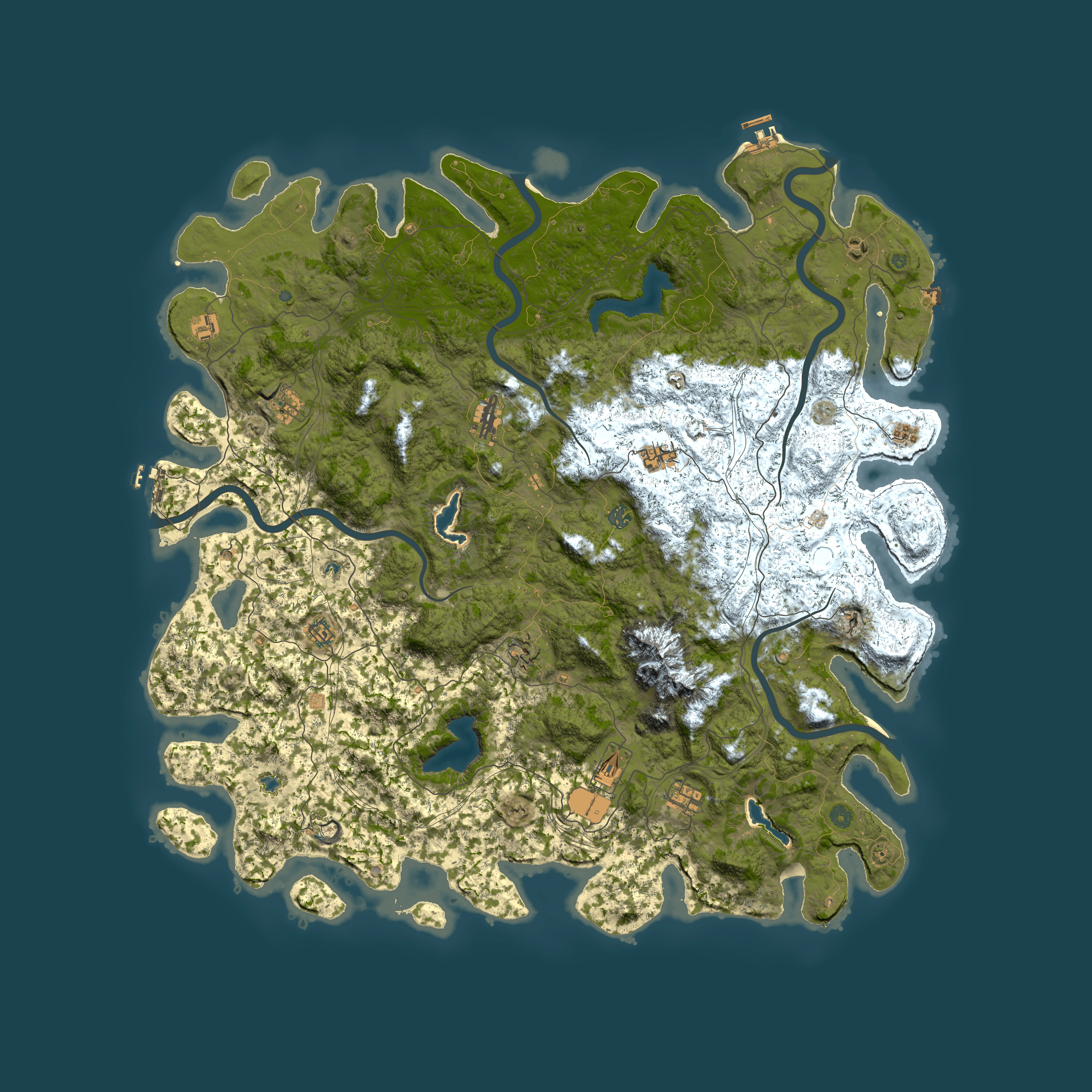Full top-down render of Rust map seed 1132321847, 5700x5700m