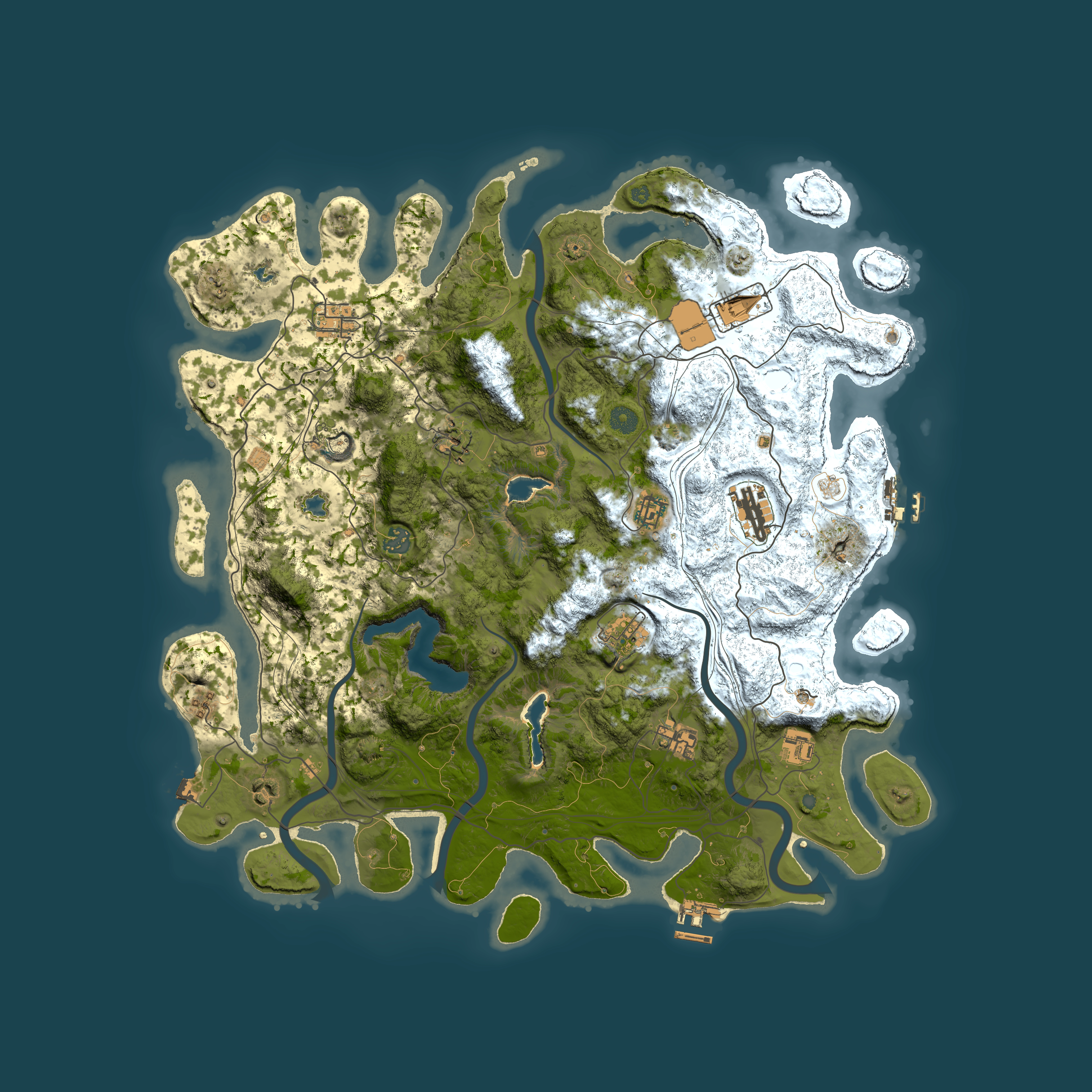 Full top-down render of Rust map seed 1267502321, 4600x4600m