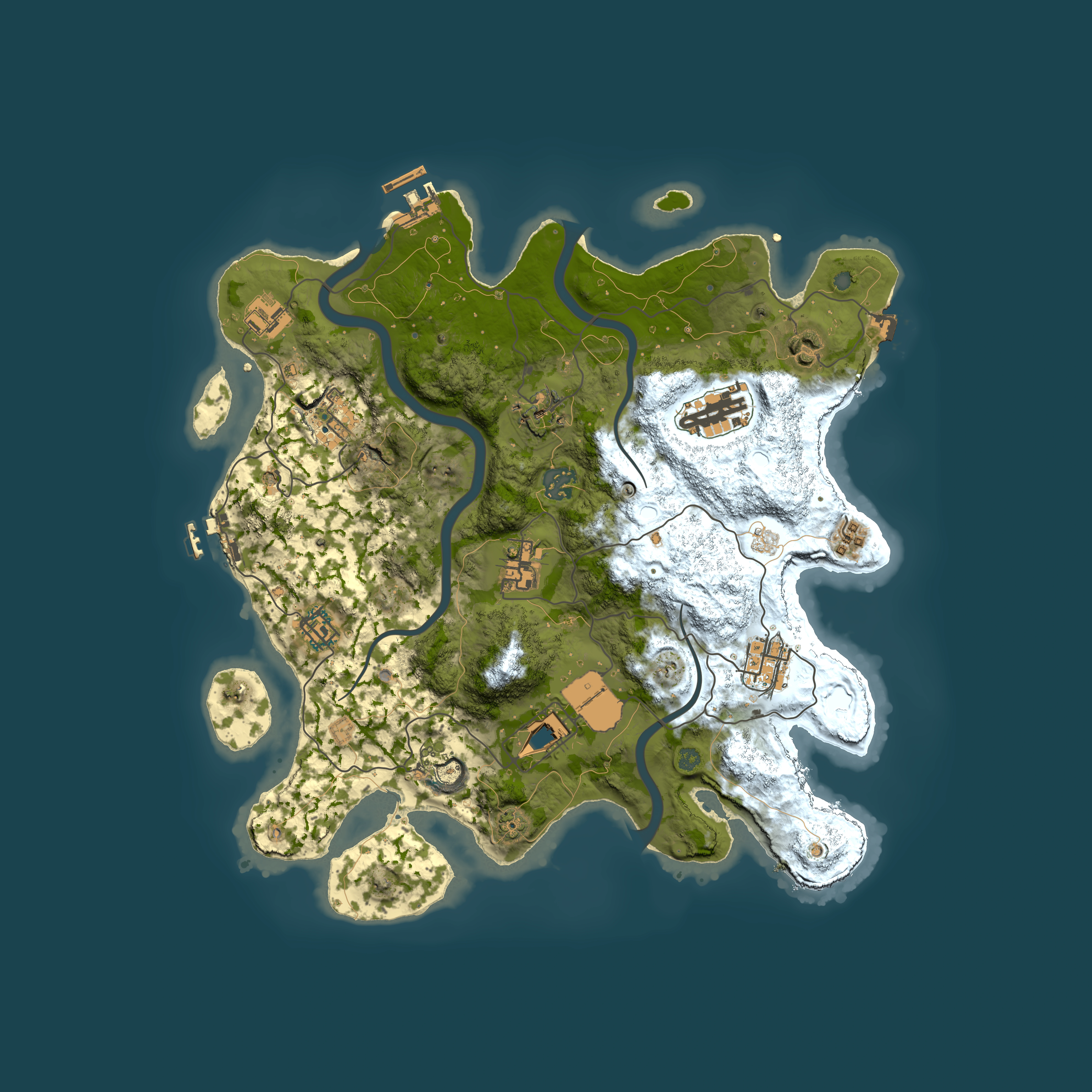 Full top-down render of Rust map seed 483046509, 3650x3650m