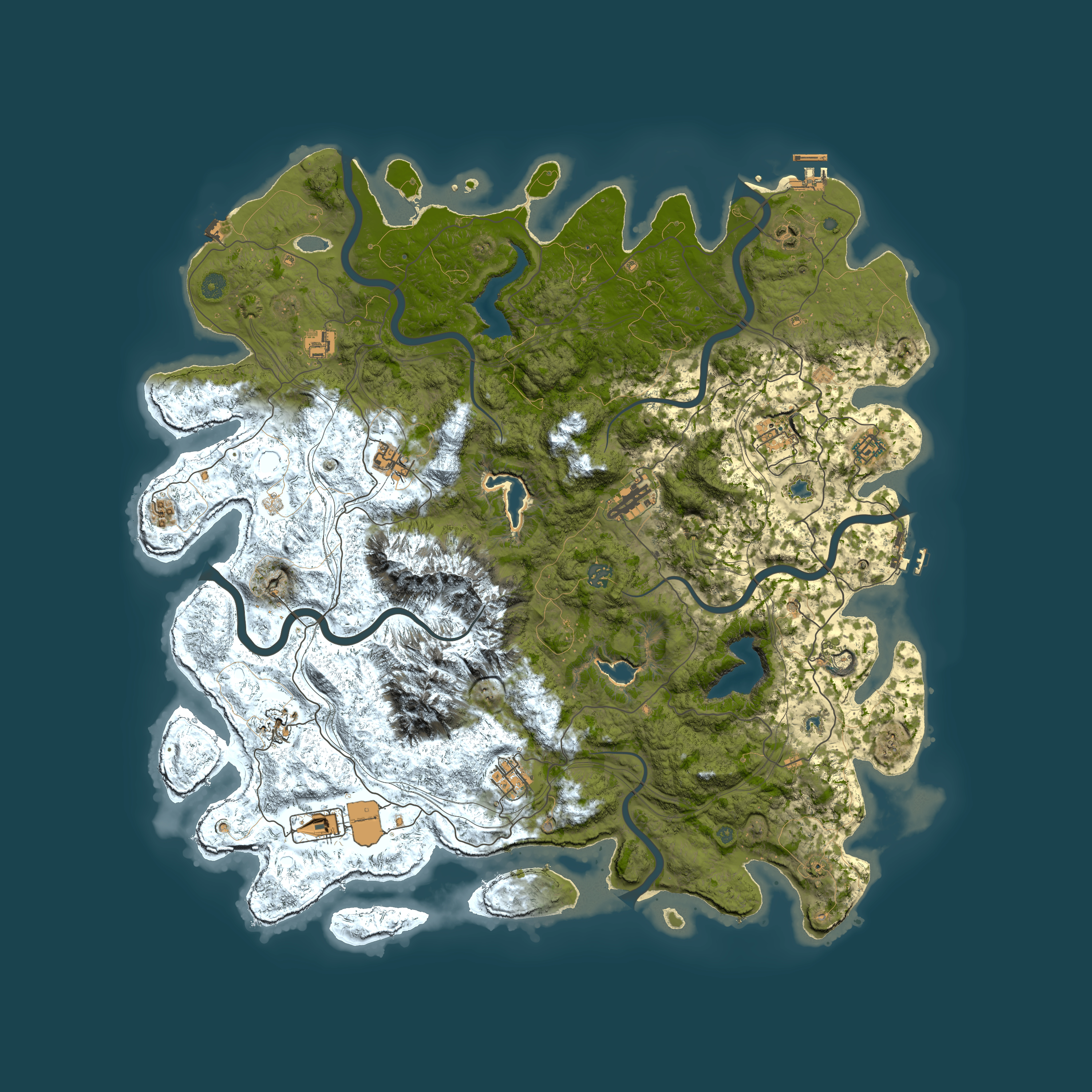 Full top-down render of Rust map seed 1317266891, 5150x5150m