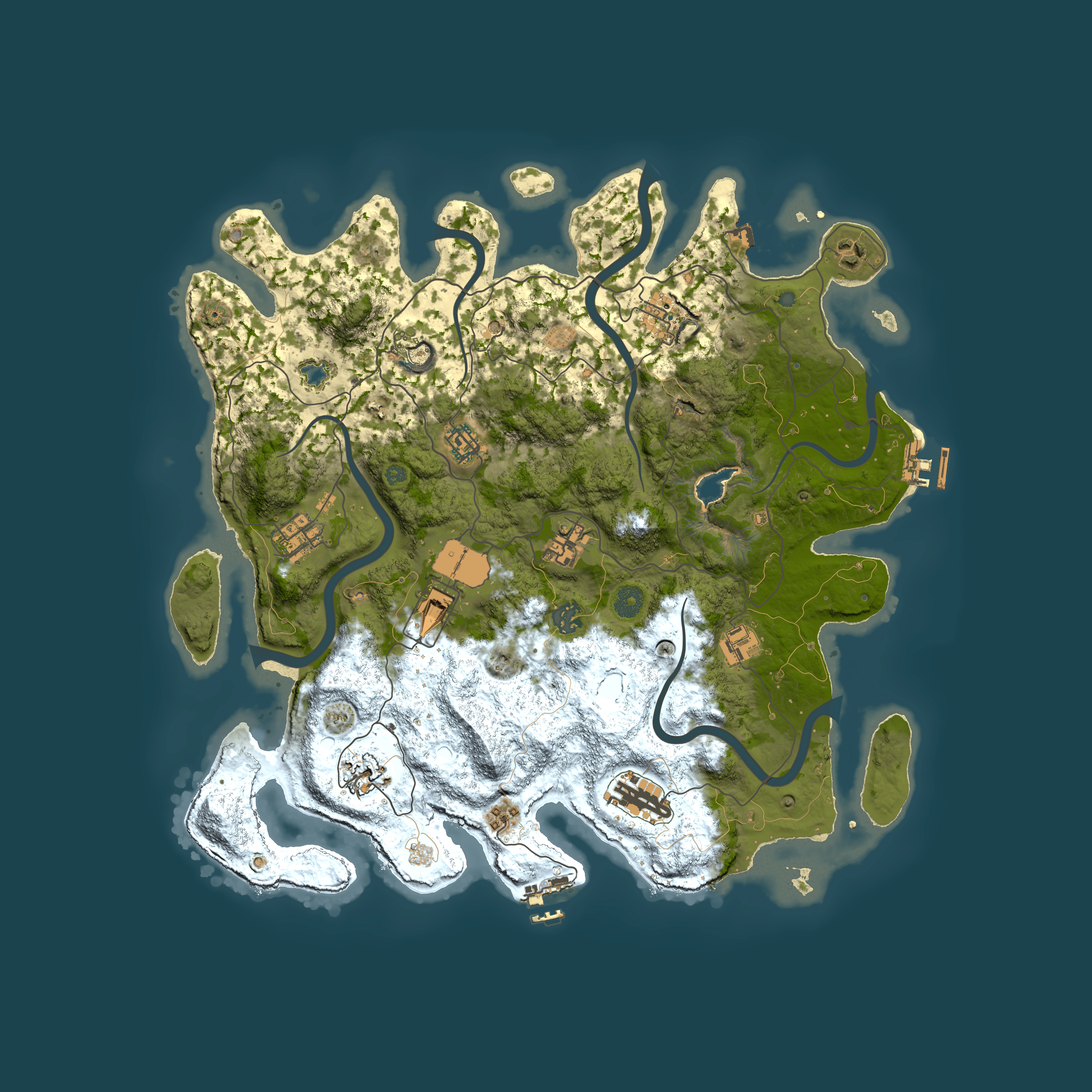 Full top-down render of Rust map seed 1874198507, 4150x4150m