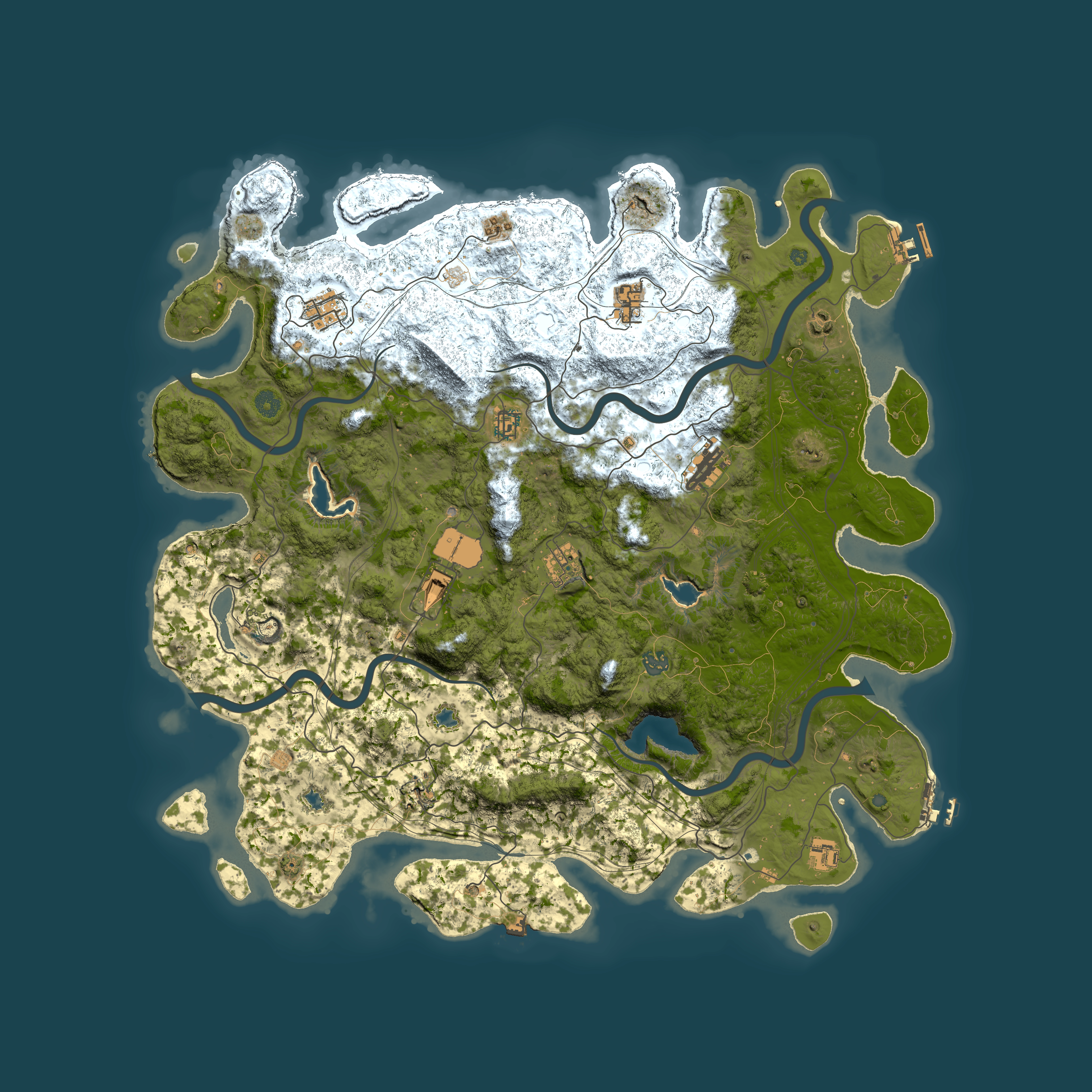 Full top-down render of Rust map seed 20273835, 4950x4950m