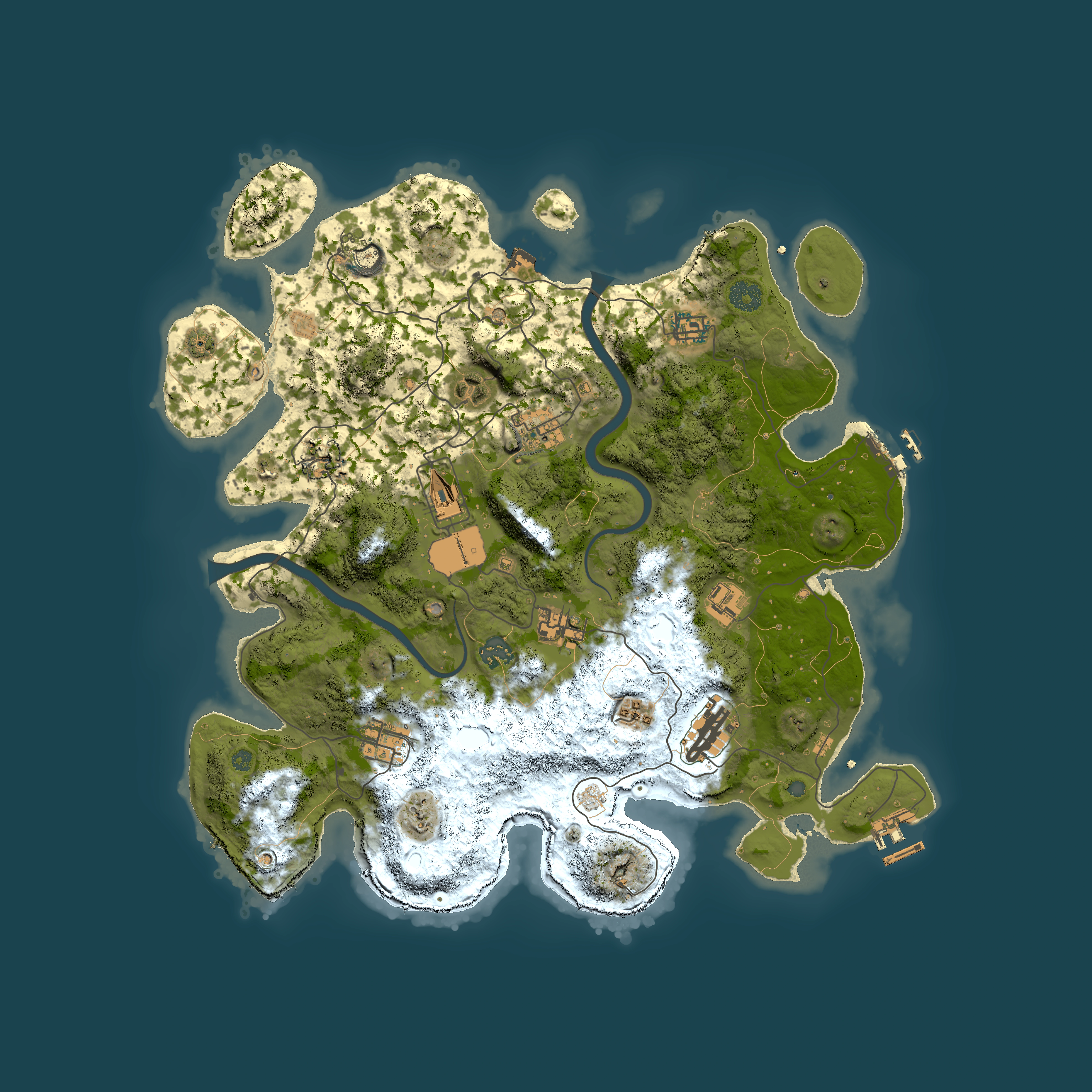 Full top-down render of Rust map seed 1332646016, 3950x3950m